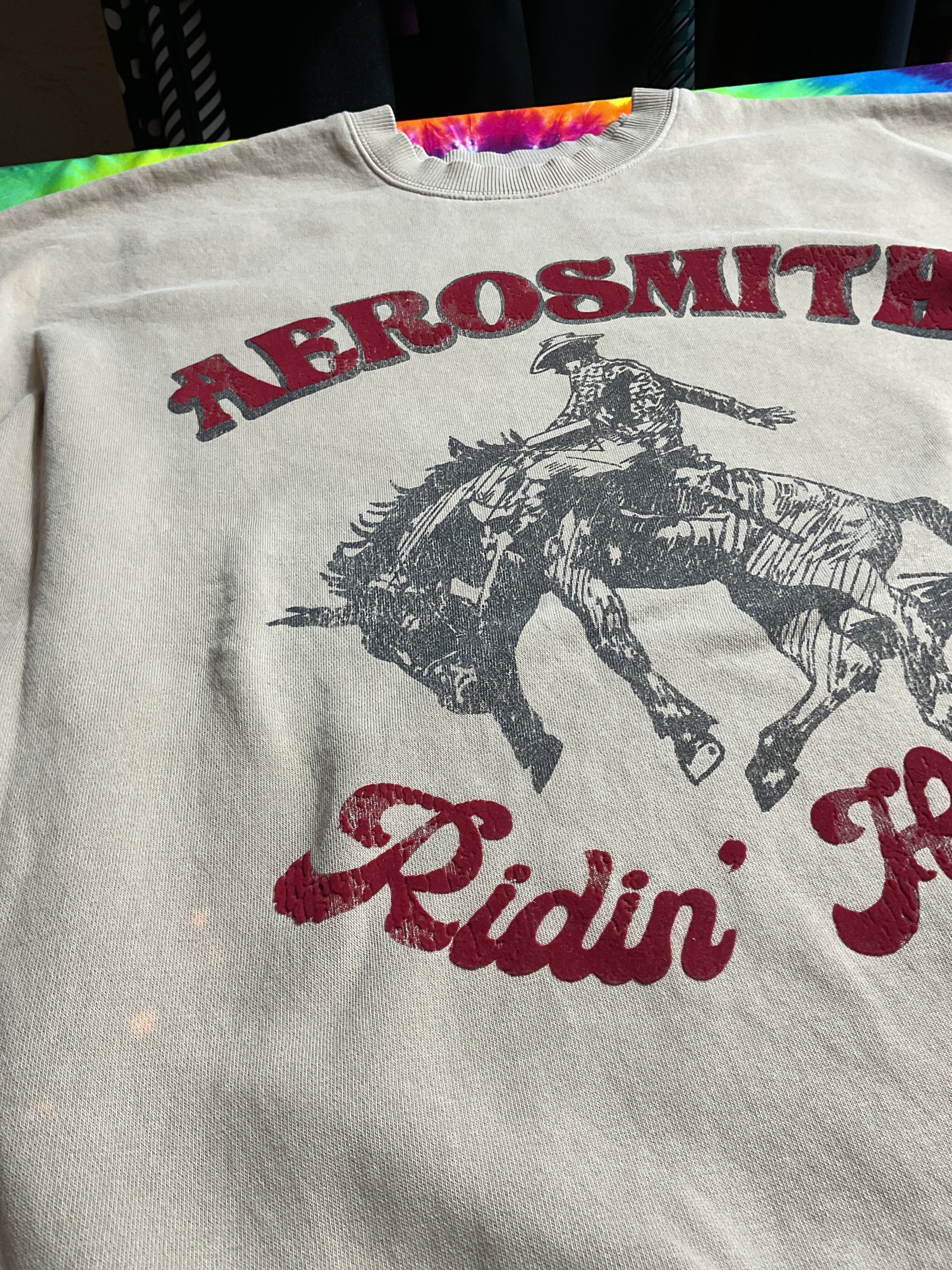 Aerosmith Ridin' High Cowboy Sweatshirt Flocked Velvet