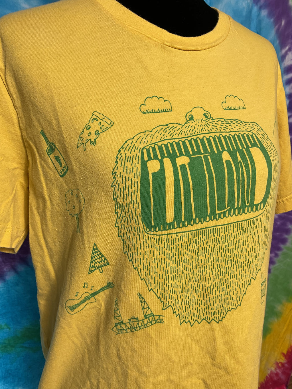 Portland Big Mouth Tee Ginger Yellow Ringspun Cotton Sz M