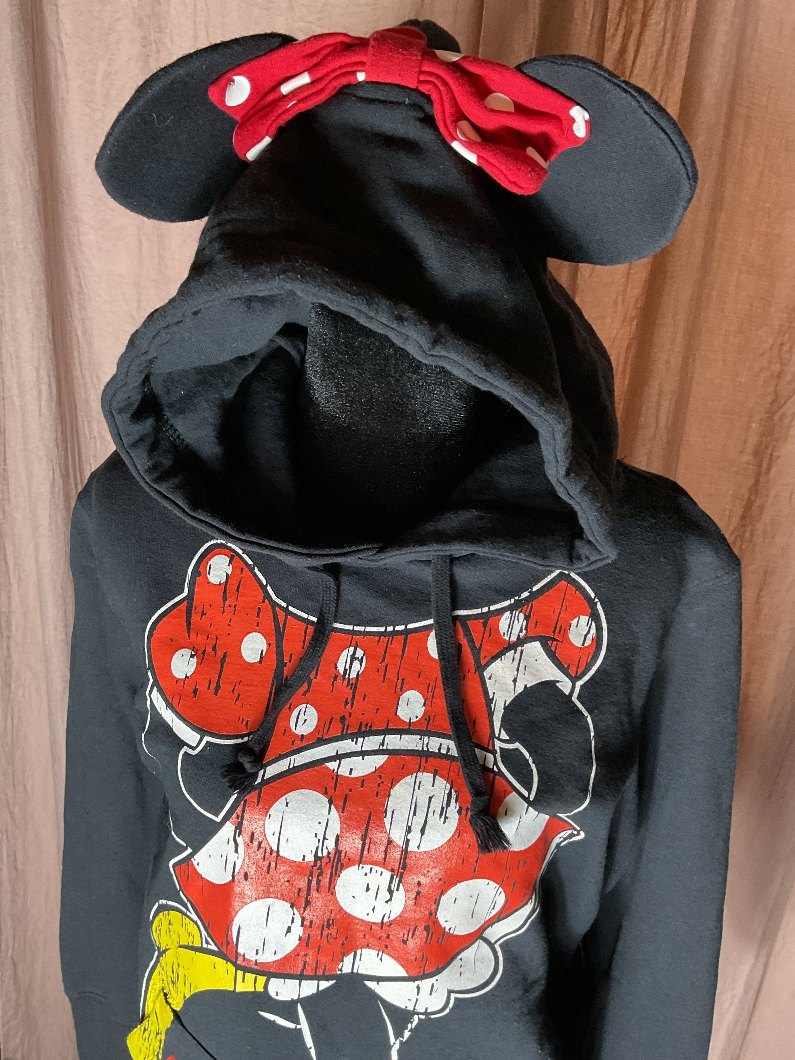 Disney Parks Minnie Mouse Ear Hoodie Black Small S