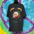LRG Lifted Research Group Embroidered Skull Floral Shirt Black M