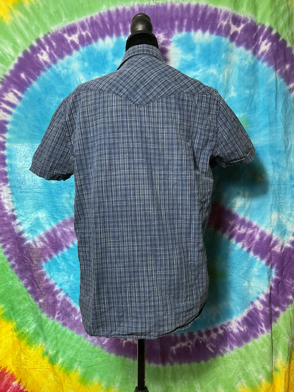 Lucky Brand Men's True Indigo Western Pearl Snap Plaid Shirt S