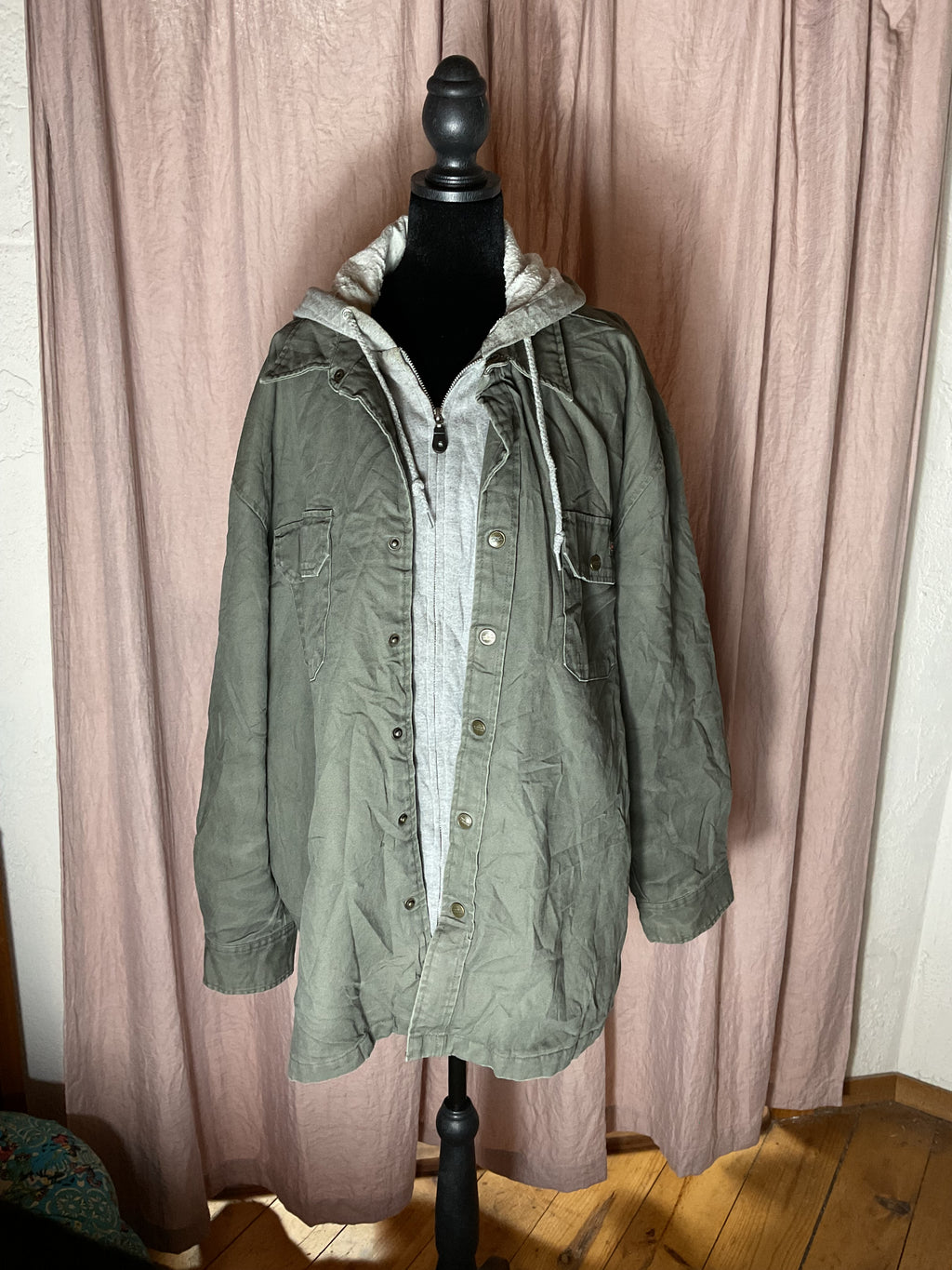Dickies Hooded Canvas Jacket Metal Zip Olive