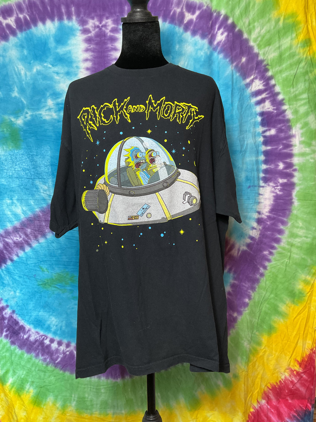 Rick and Morty Space Cruiser UFO T-Shirt Black Size 2X 2018