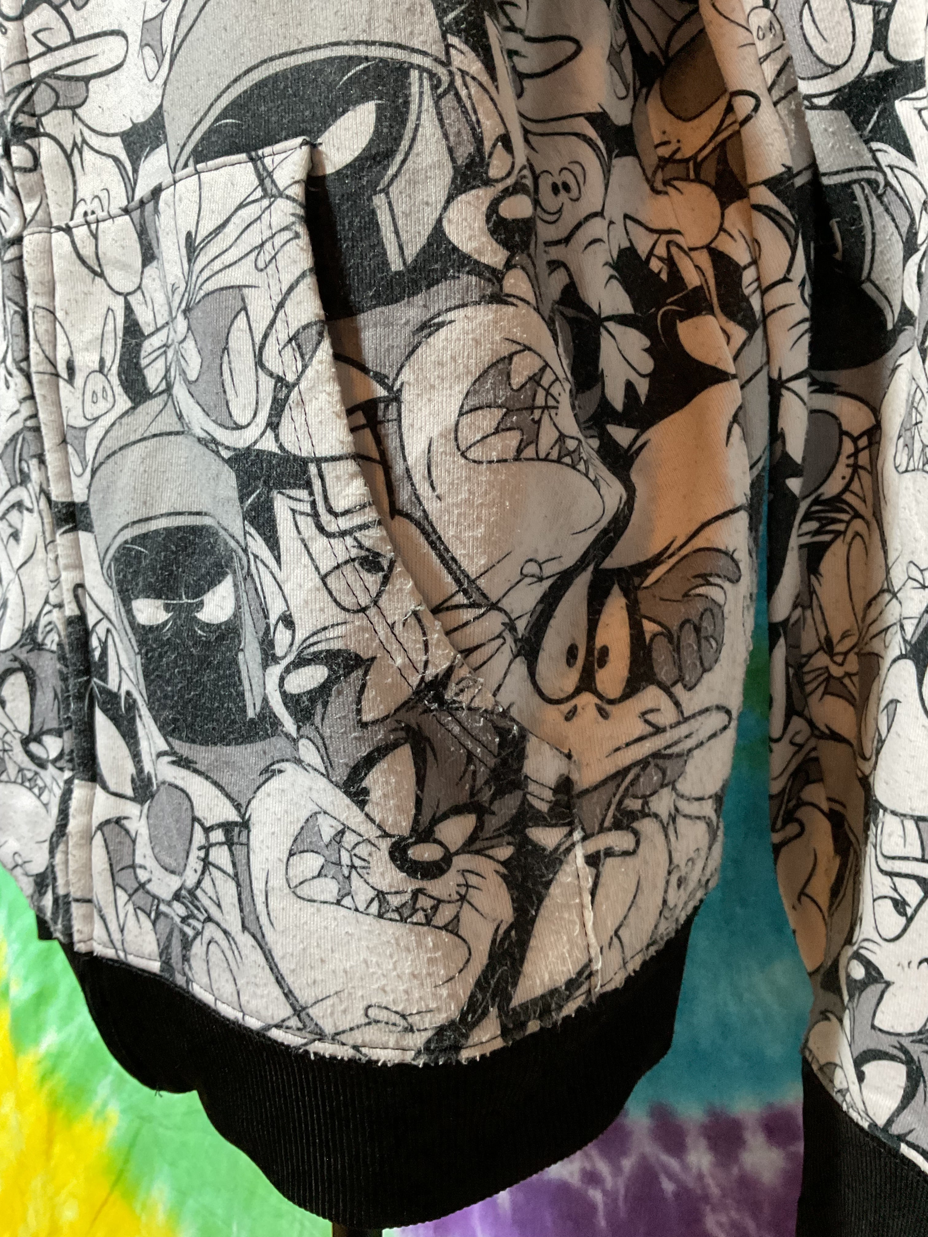 Looney Tunes All Over Character Print Zip Hoodie Marvin Taz Bugs L