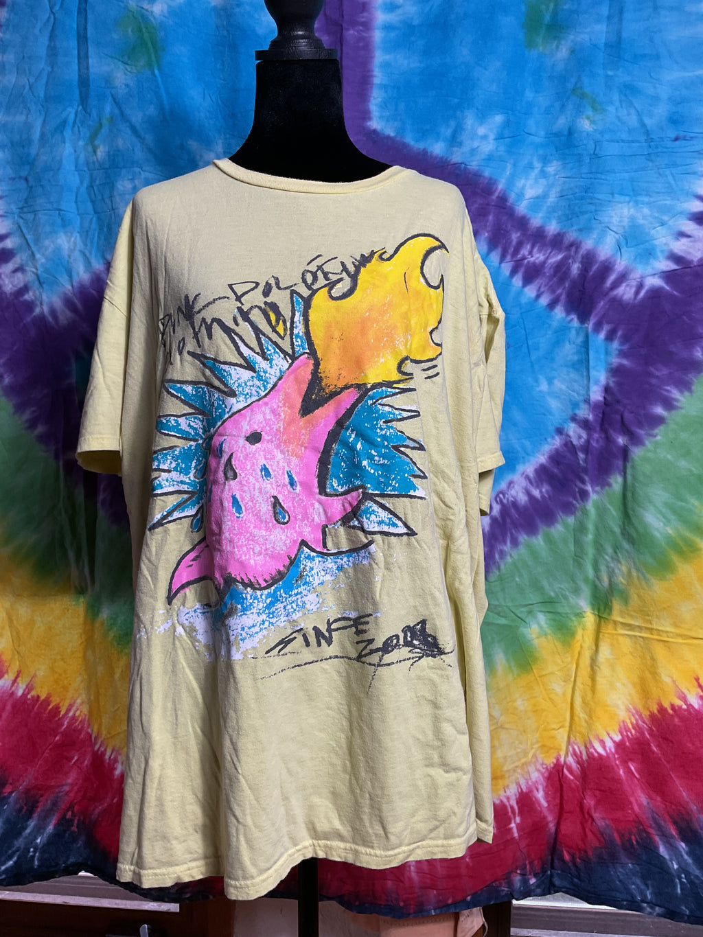 Pink Dolphin Fire Breathing Dolphin Streetwear Tee Yellow XXL