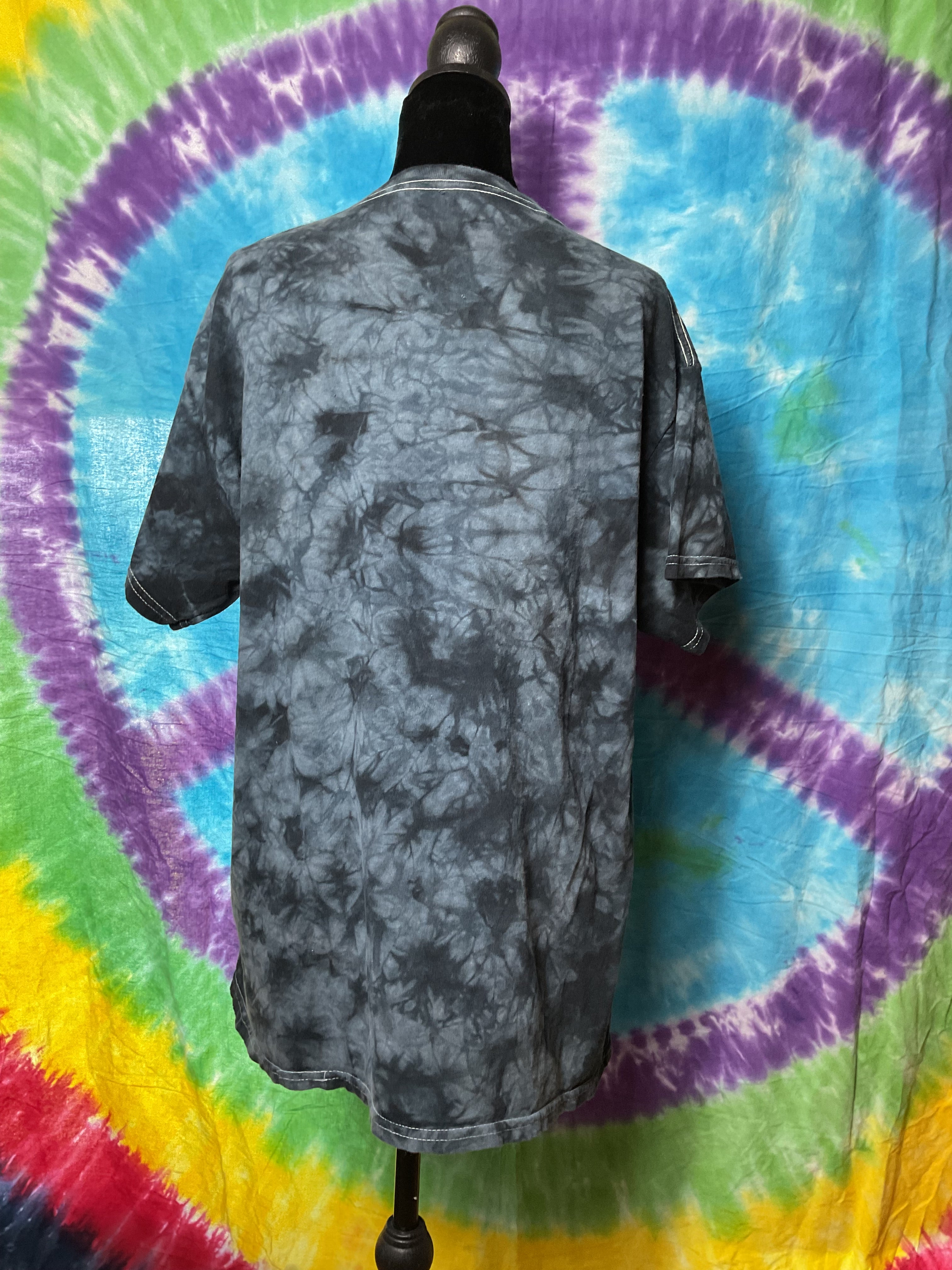 Deathpact EDM Graphic Tie Dye T-Shirt Mens Large Black Gray Mask