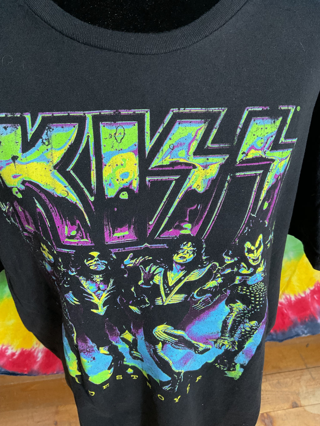KISS Destroyer Neon Graphic Band T-Shirt Mad Engine Large