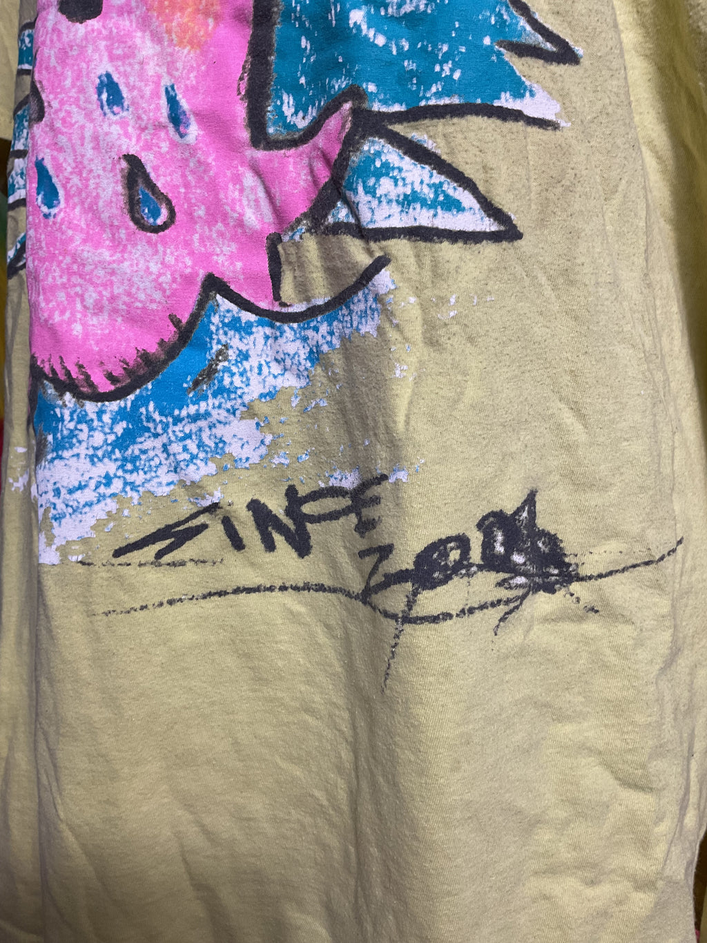 Pink Dolphin Fire Breathing Dolphin Streetwear Tee Yellow XXL