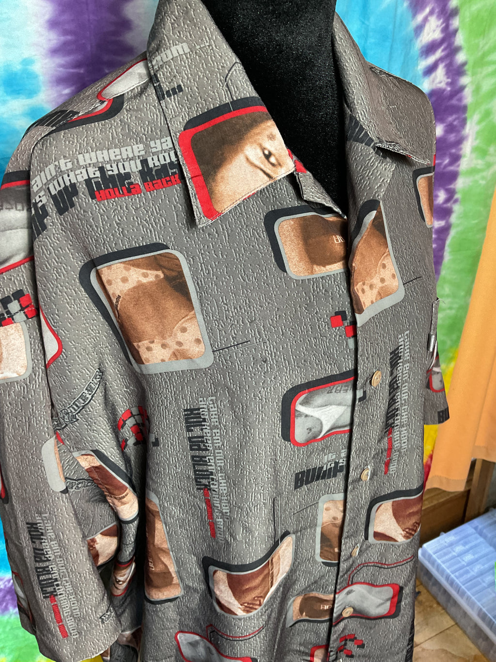 Vintage Rocawear Roc Da Block All Over Print Button Down Shirt XL