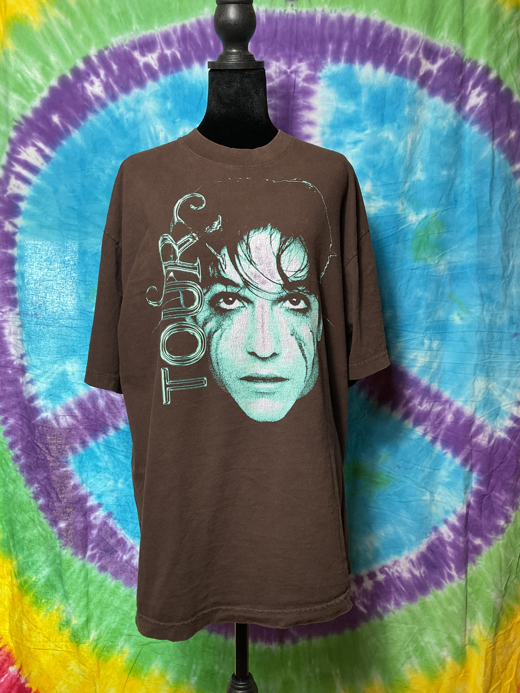 Role Model TOURx 2022 World Tour T-Shirt Brown Size L Teal Face