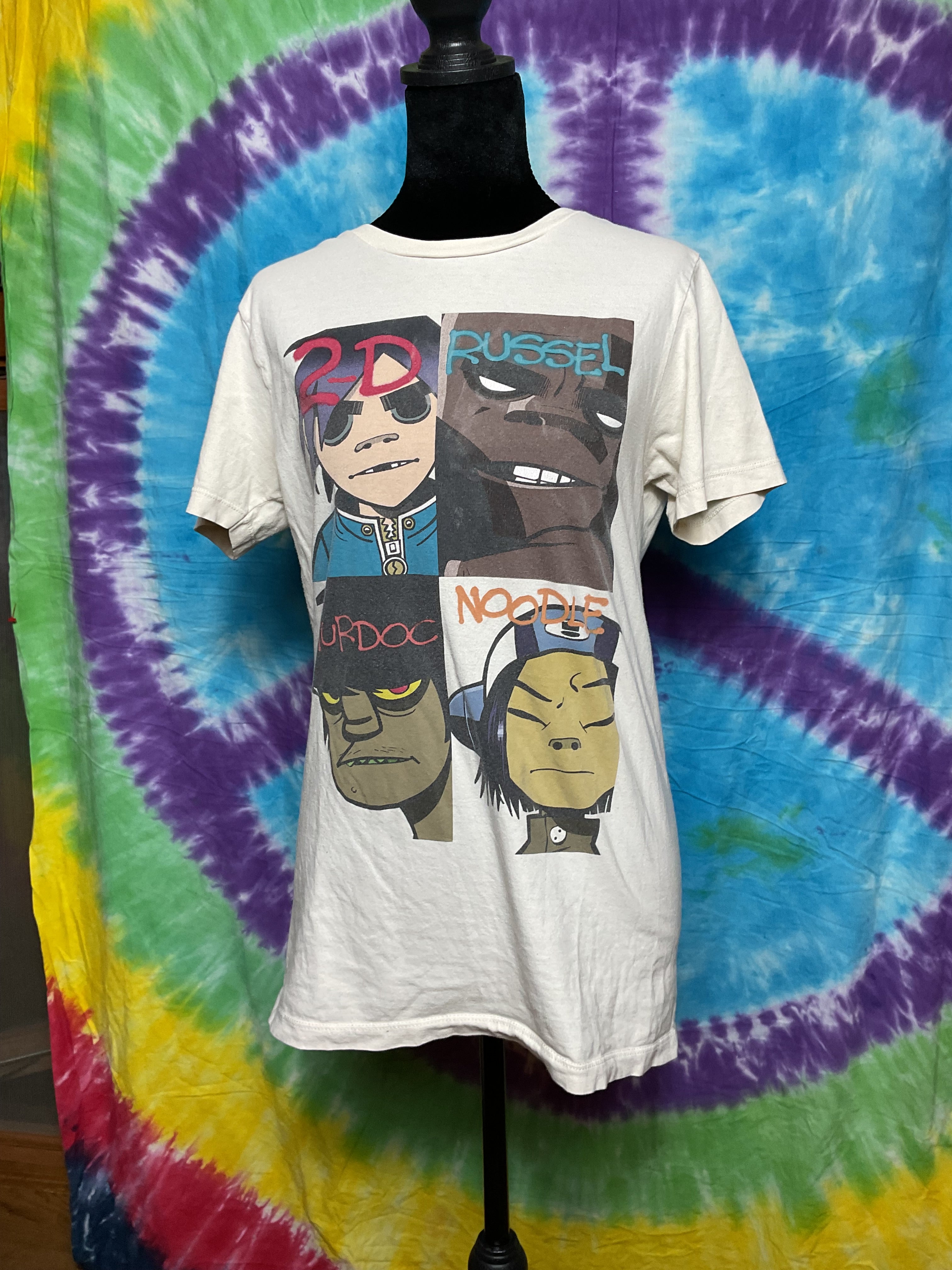 Gorillaz Graphic Tee Cream 2-D Noodle Murdoc Russel S/M
