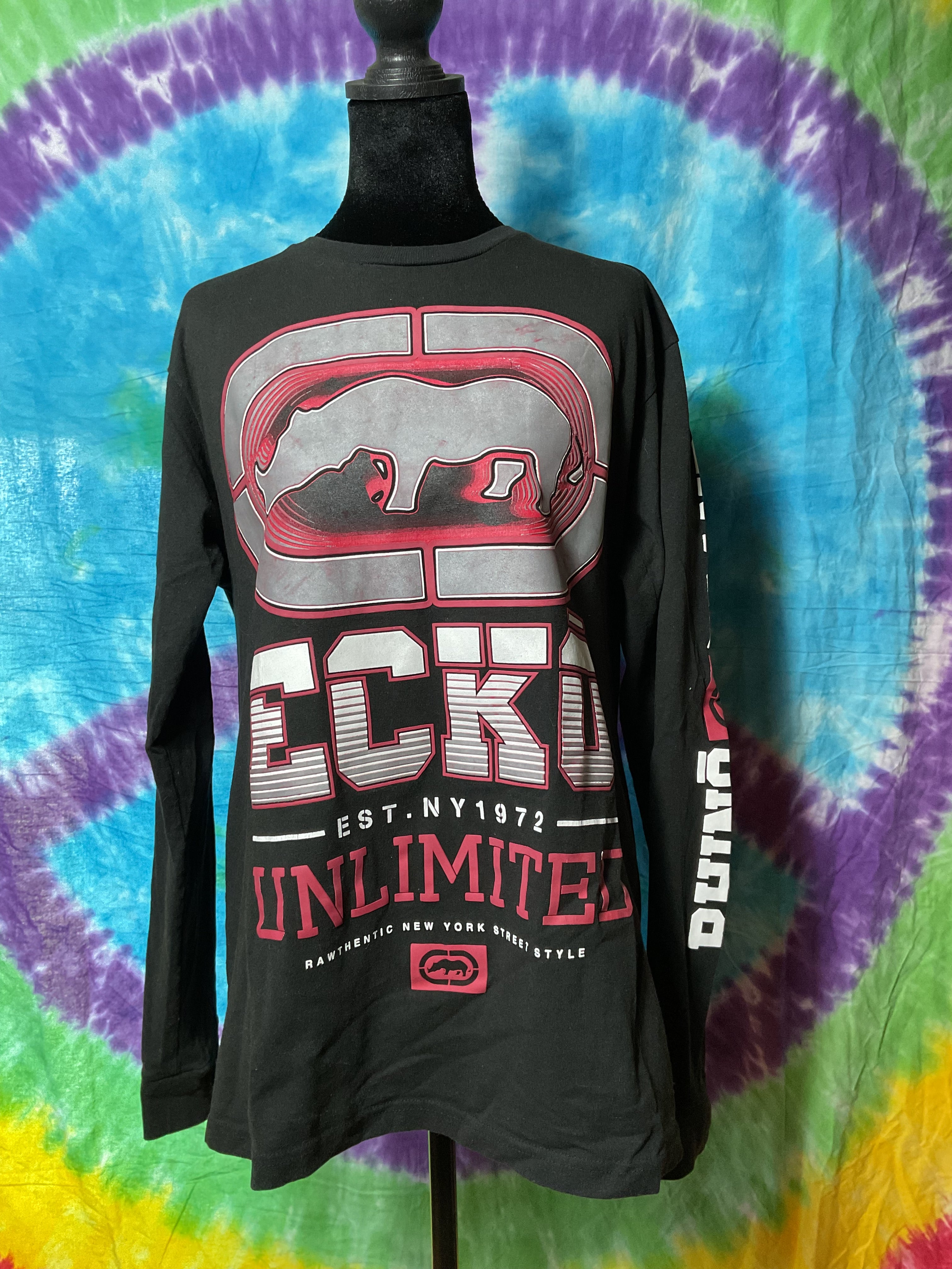 Vintage Ecko Unltd Long Sleeve Shirt Mens XL Black Rhino Brand