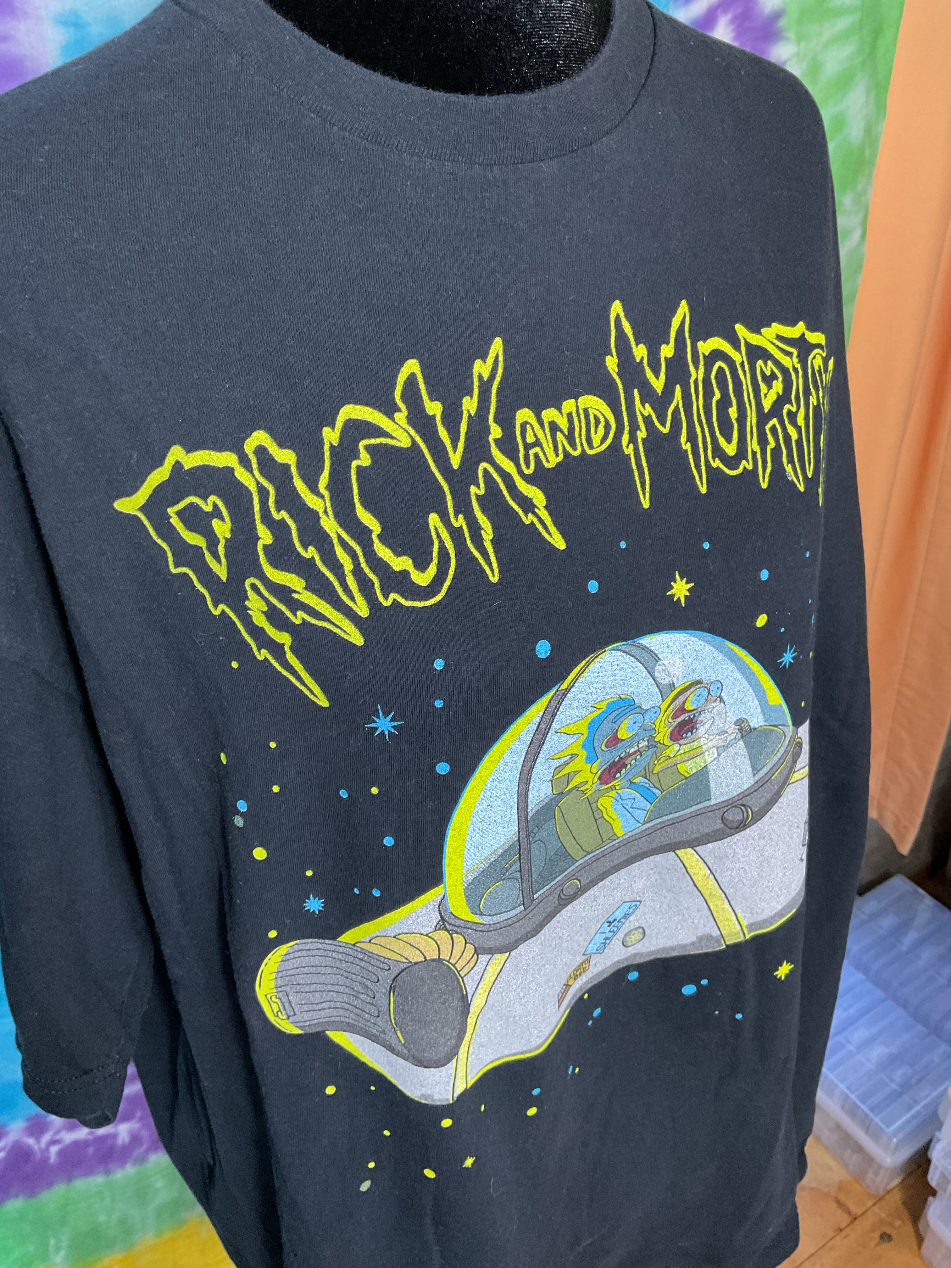 Rick and Morty Space Cruiser UFO T-Shirt Black Size 2X 2018