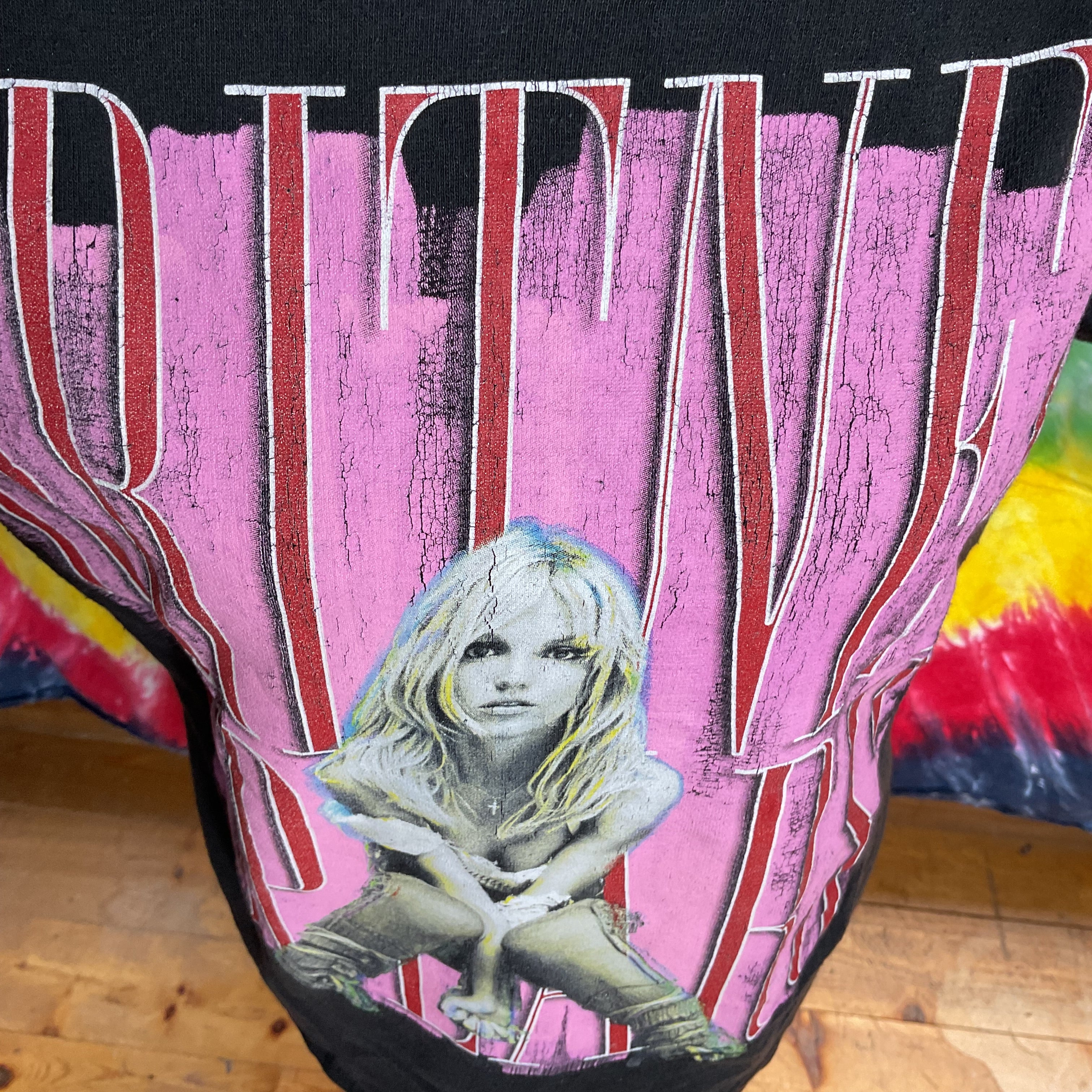 Britney Spears Graphic T-Shirt Black Pink Block Photo Logo Med