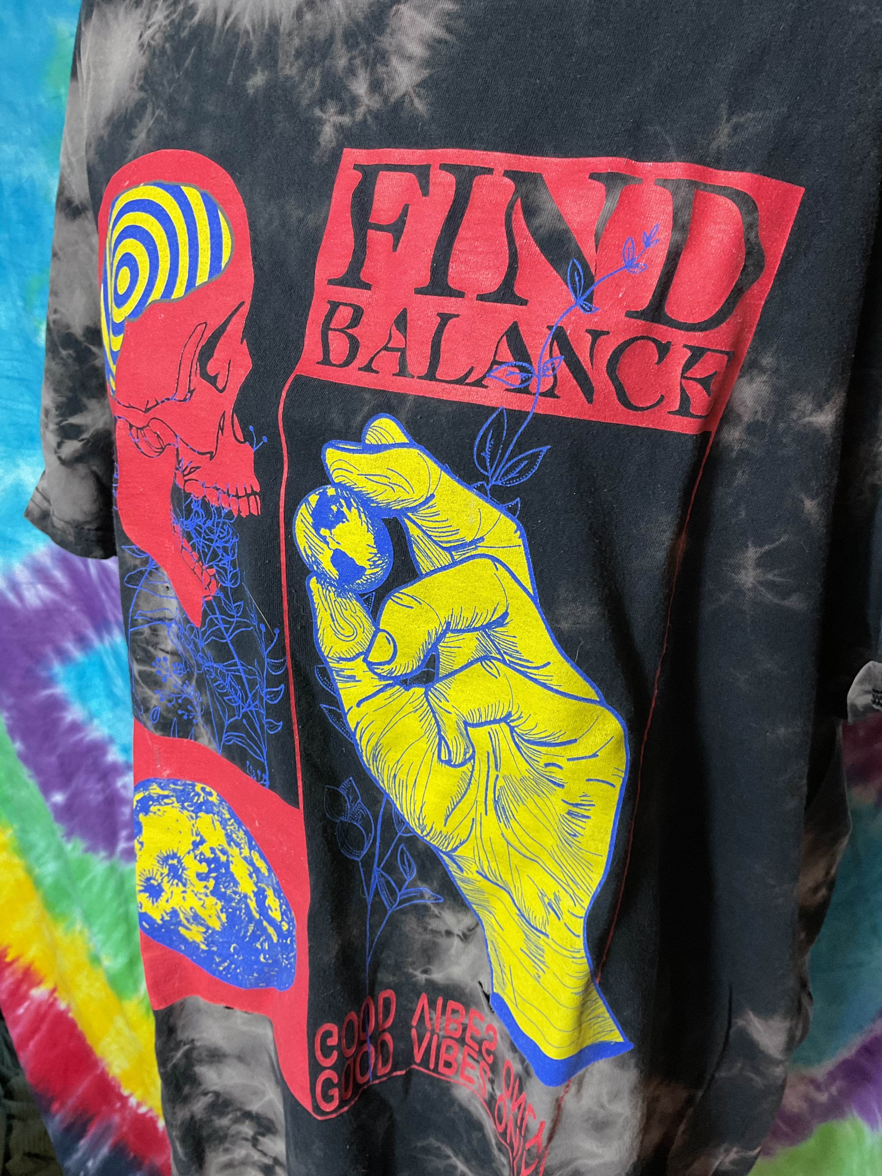Chemistry Find Balance Tie Dye Skull T-Shirt Good Vibes XL