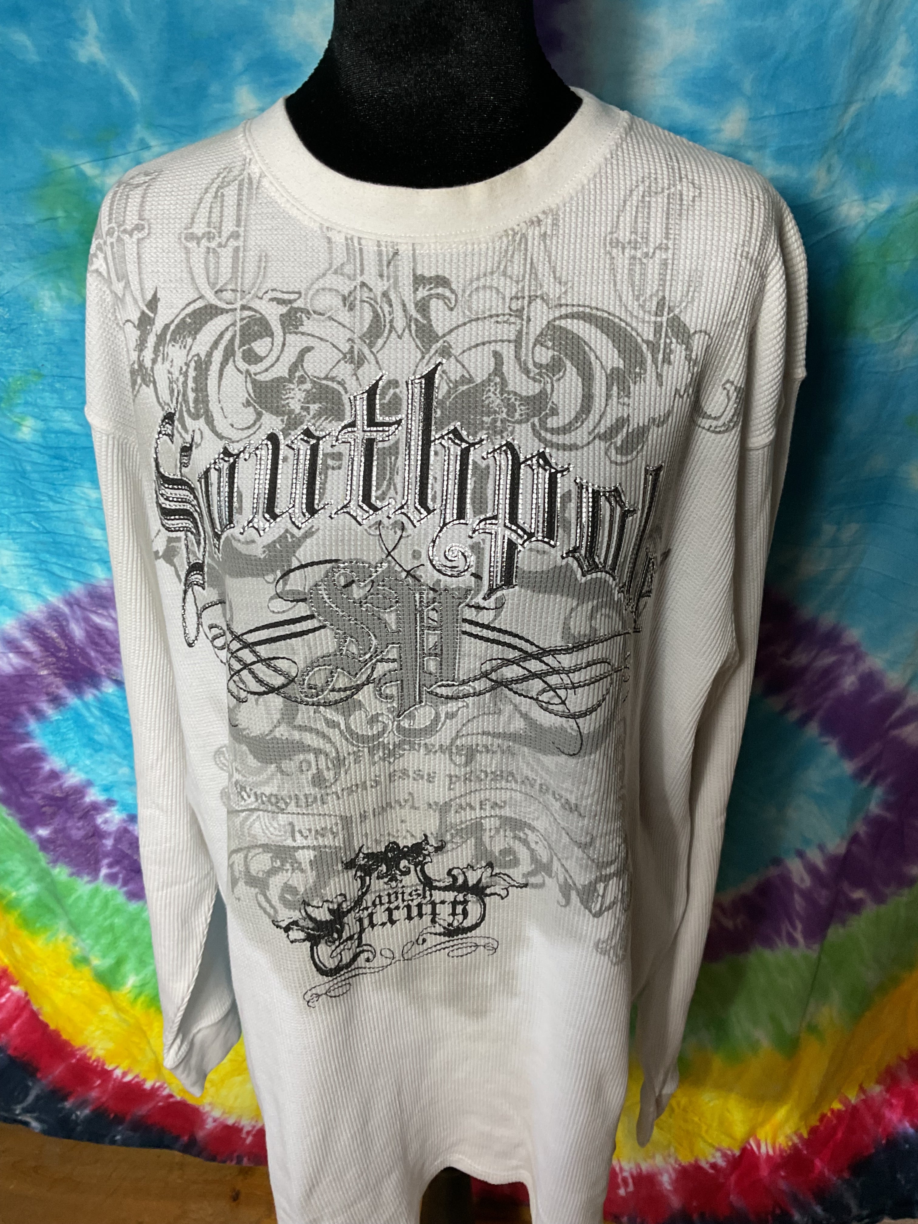 Southpole Y2K Thermal Shirt XXL White Lavish Luxury Waffle Knit