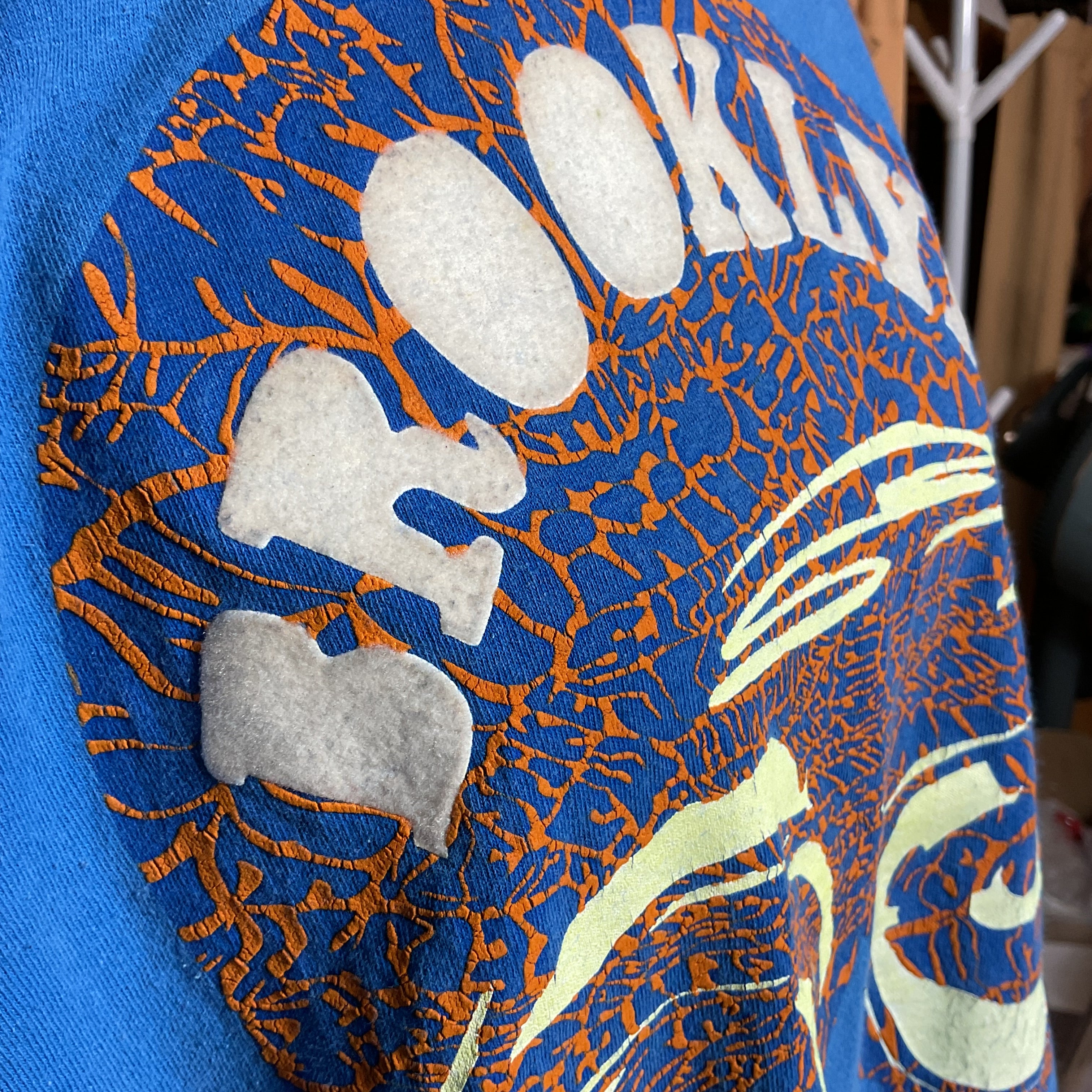Jordan Brooklyn Elephant Print T-Shirt XL Blue Orange Vintage