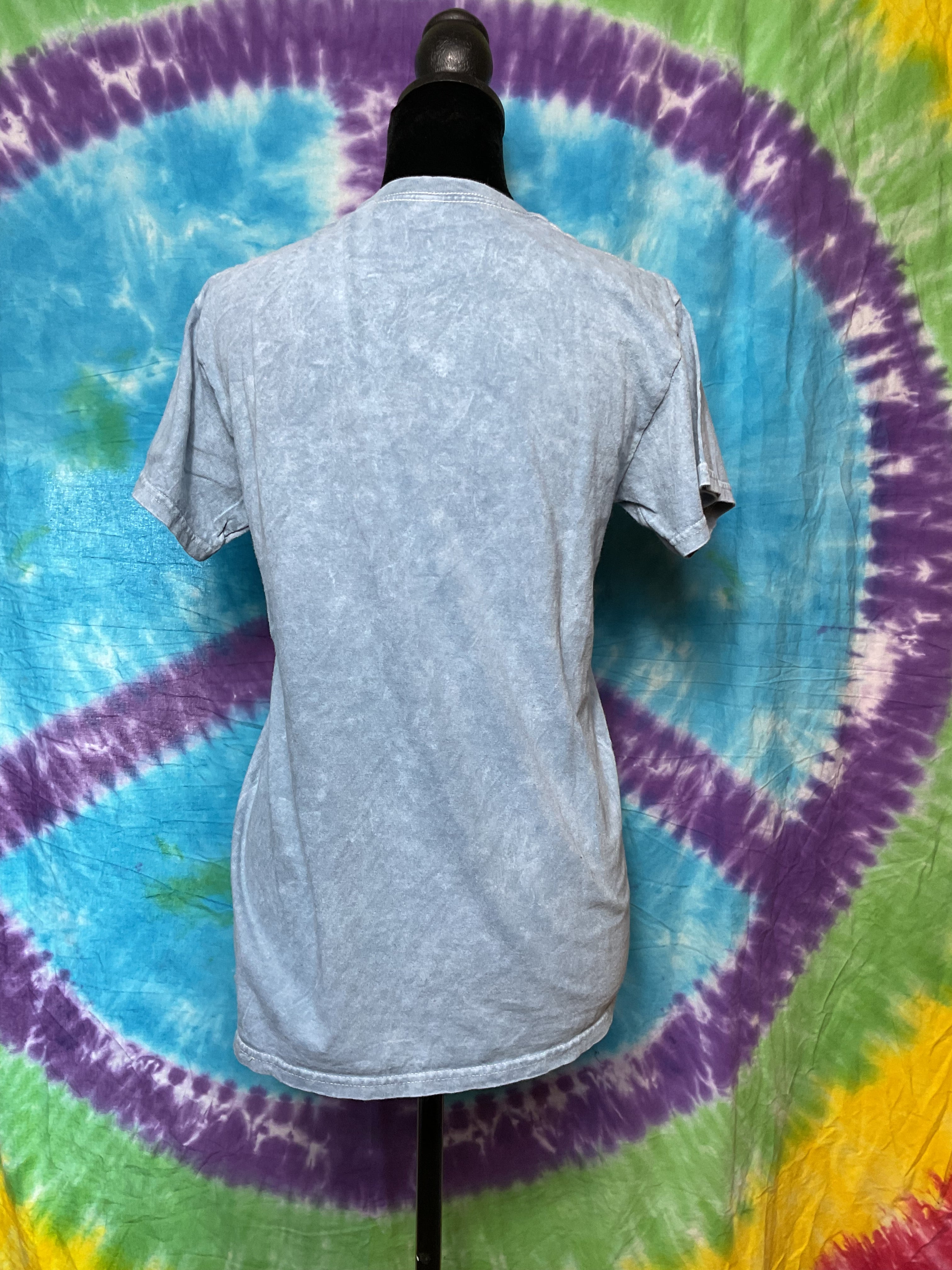 Nirvana Smiley Face Acid Wash Graphic Band T-Shirt Blue Small