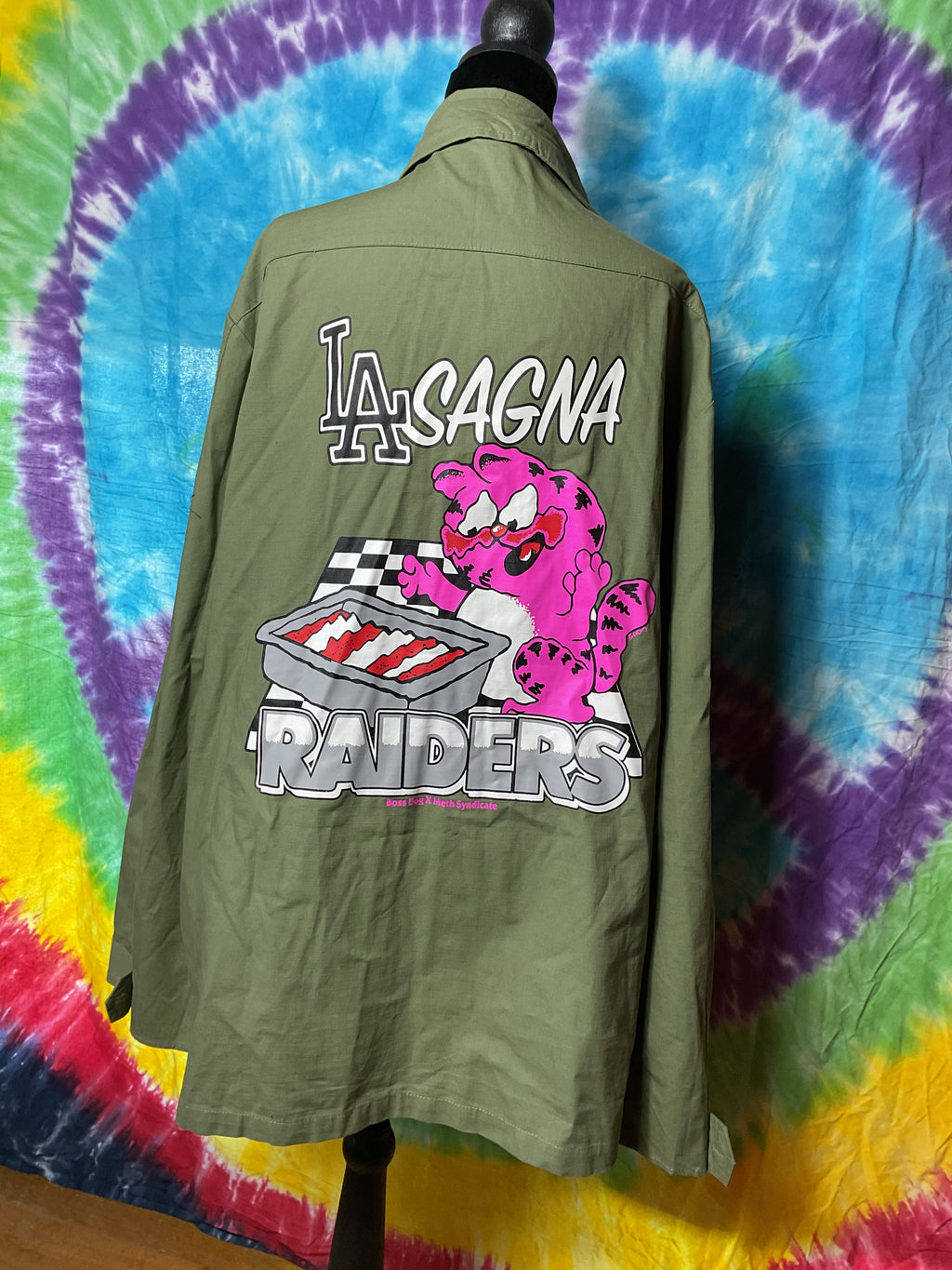 Boss Dog x Meth Syndicate Lasagna Raiders Garfield Jacket XL