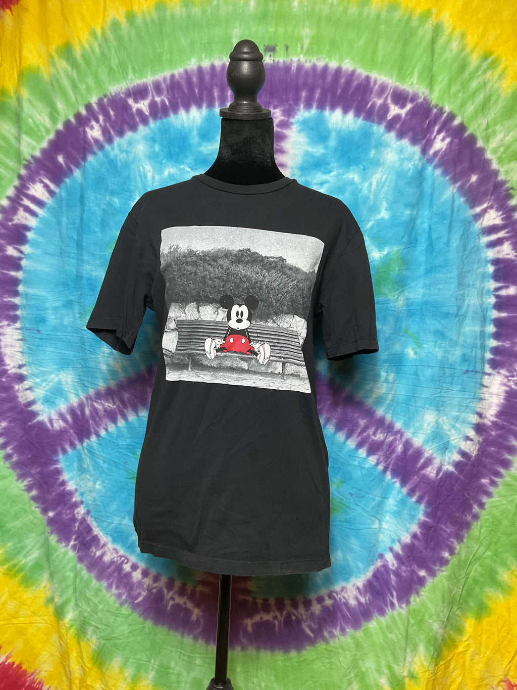 Zara x Disney Mickey Mouse Park Bench Graphic Tee Black Small