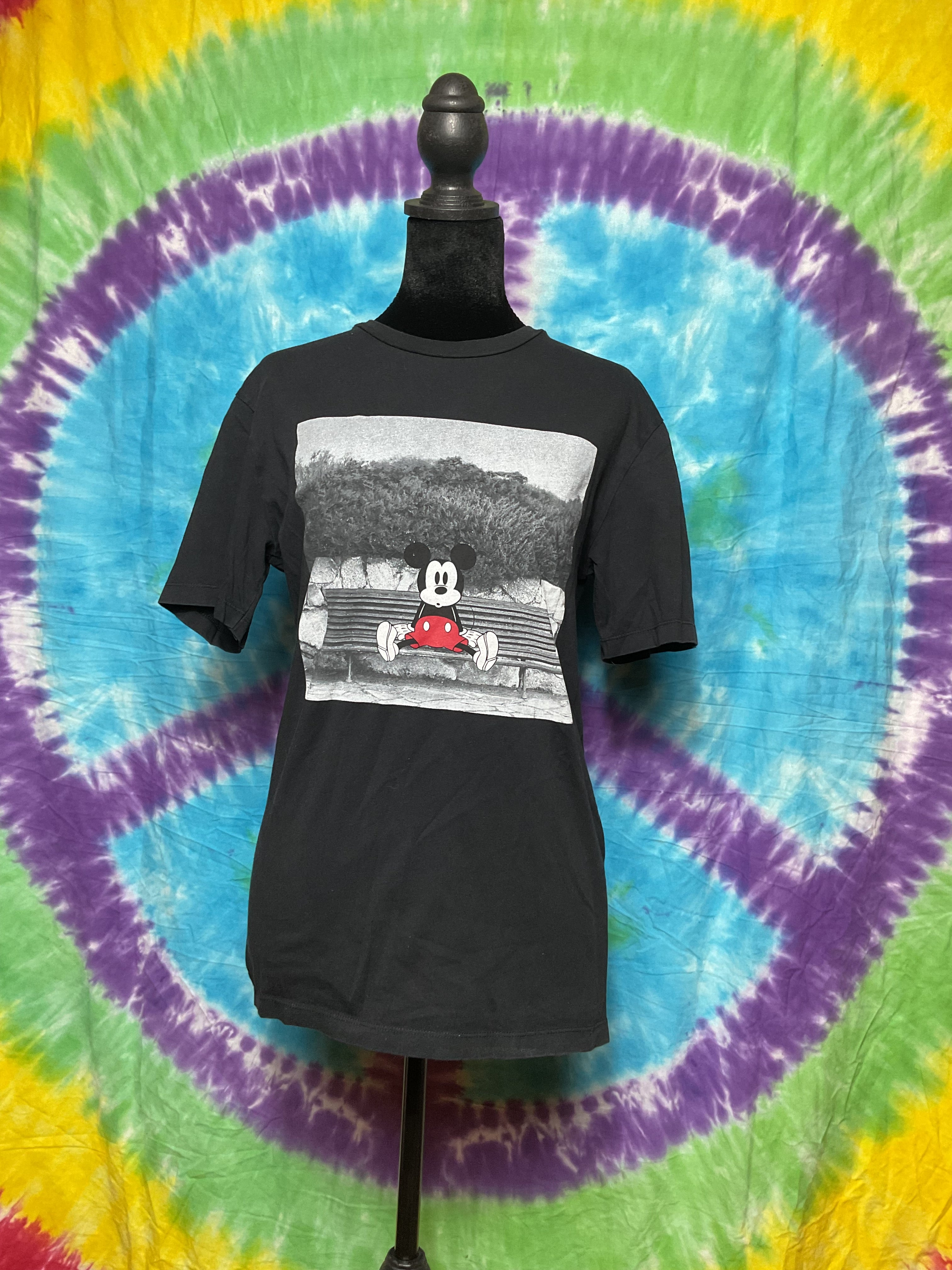 Zara x Disney Mickey Mouse Park Bench Graphic Tee Black Small