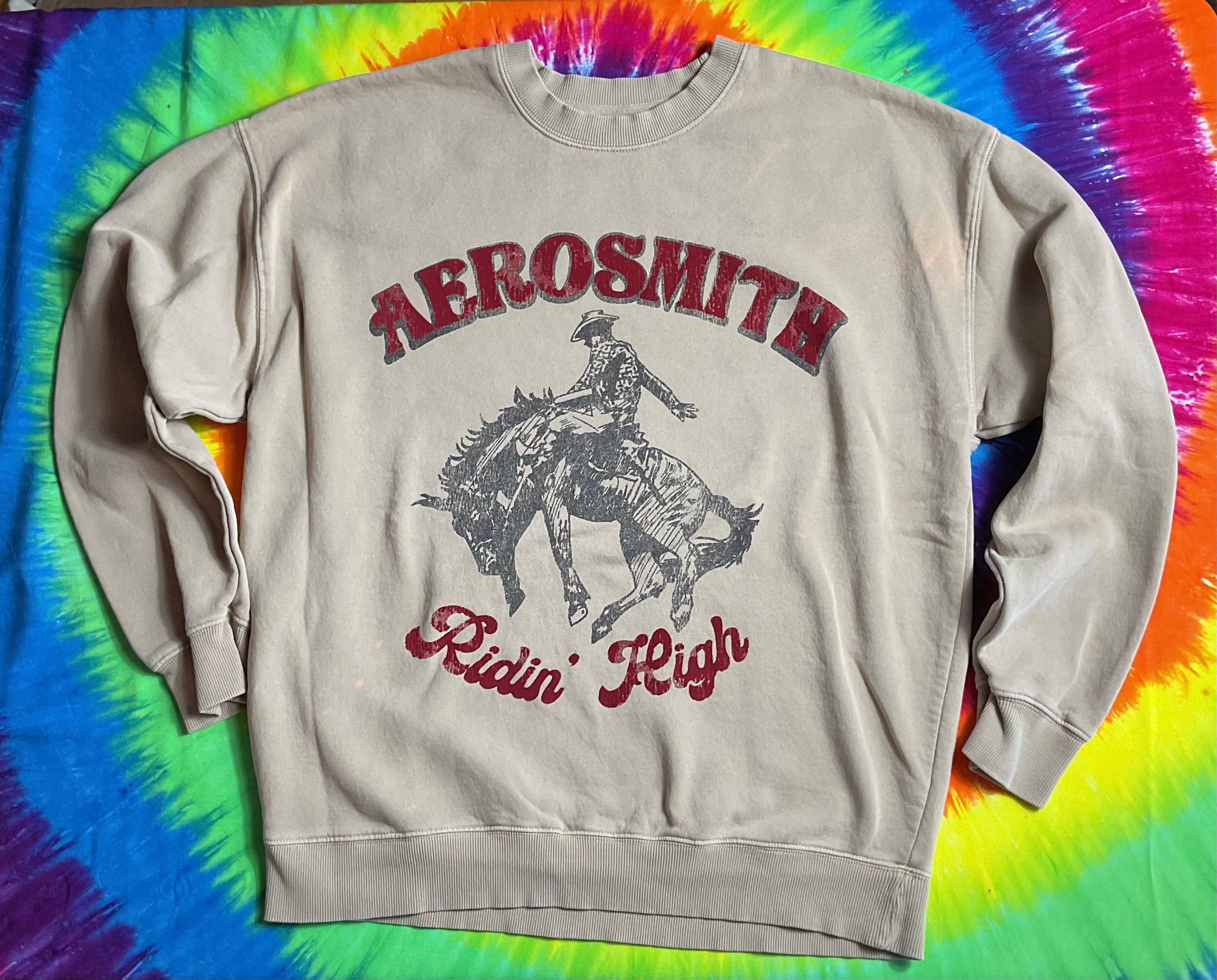 Aerosmith Ridin' High Cowboy Sweatshirt Flocked Velvet