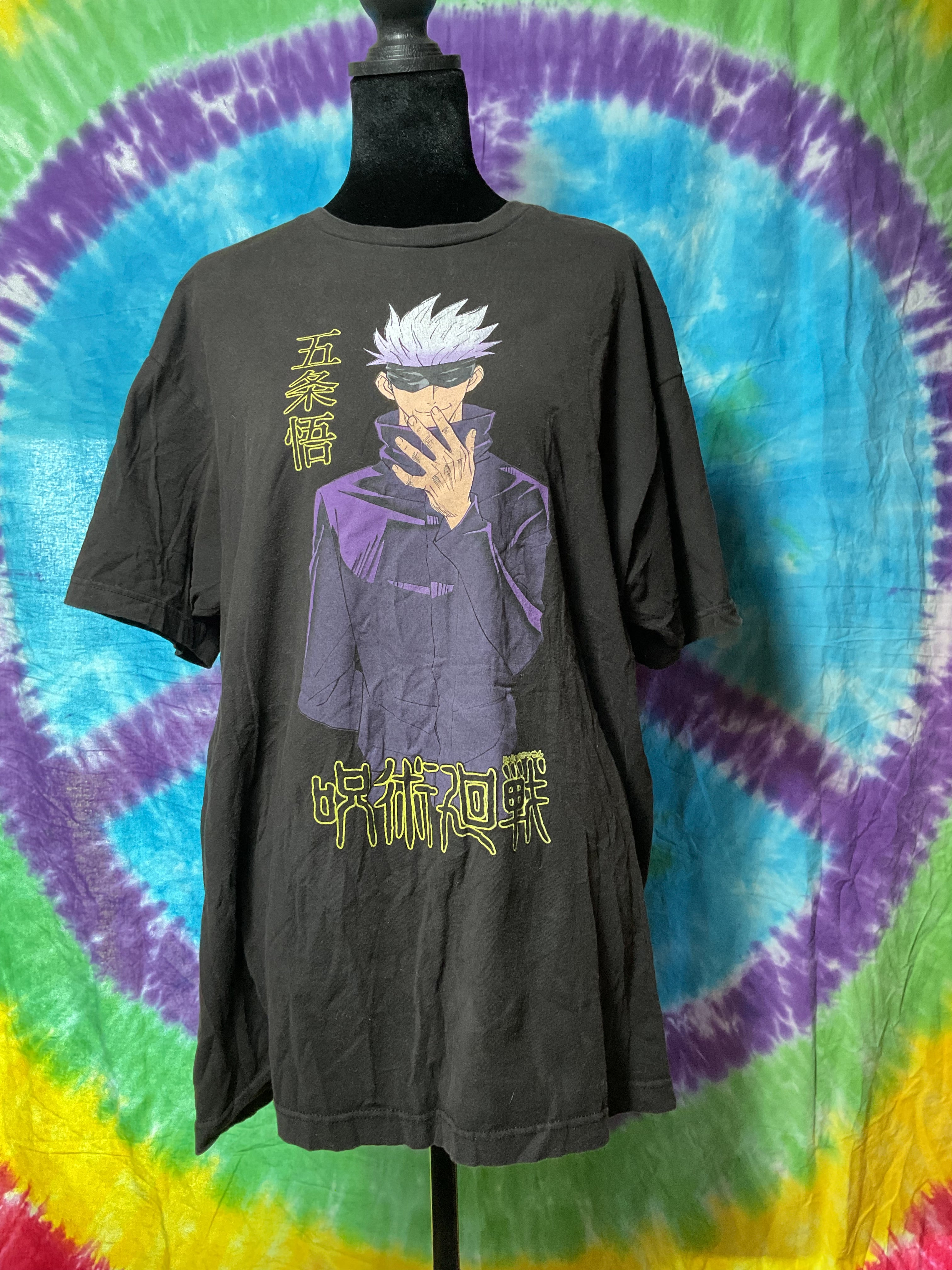 Jujutsu Kaisen Gojo Satoru T-Shirt Men XL Black Crunchyroll Anime