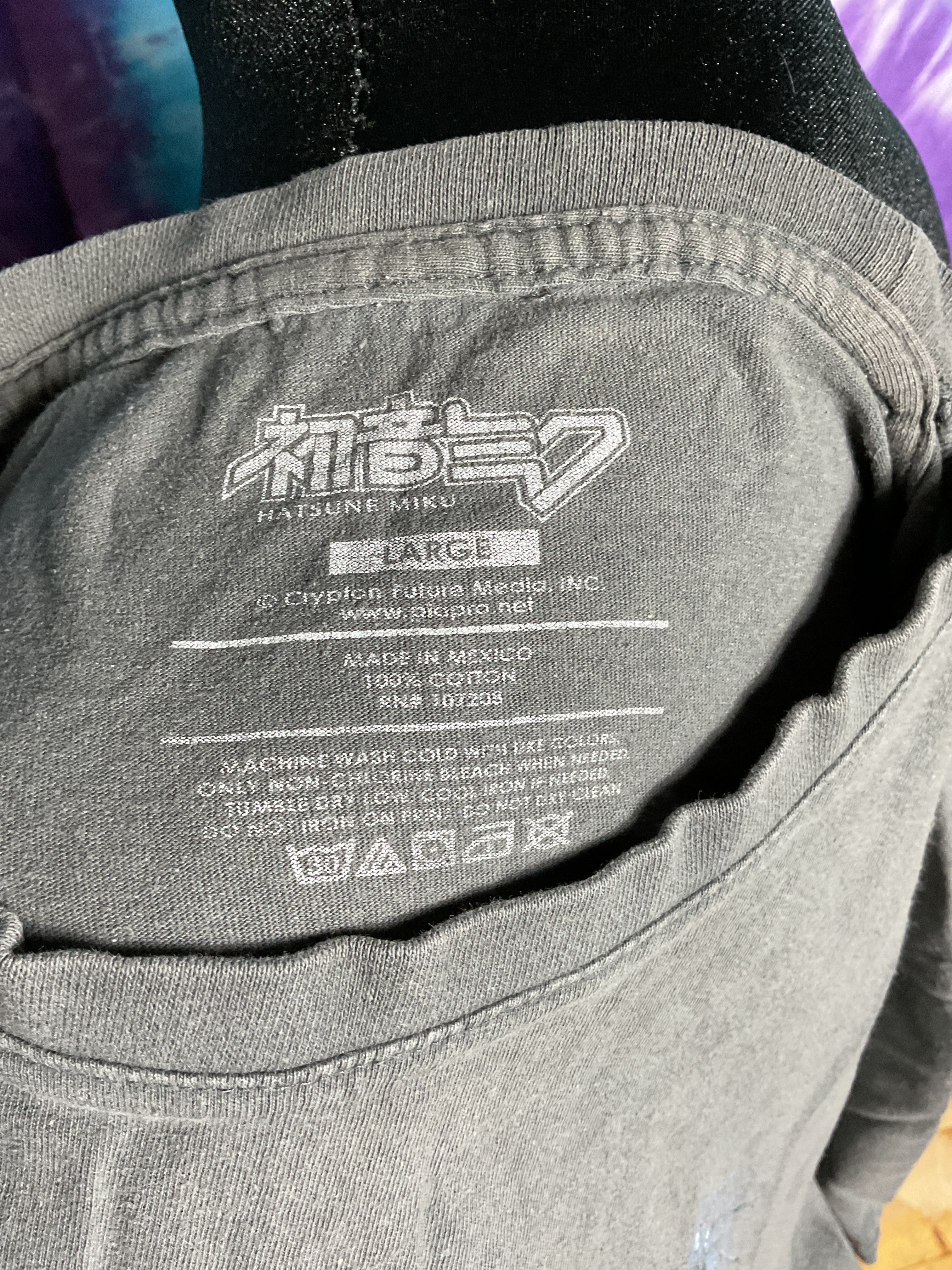 Hatsune Miku Crypton Future Media Washed Grey Graphic Tee Large