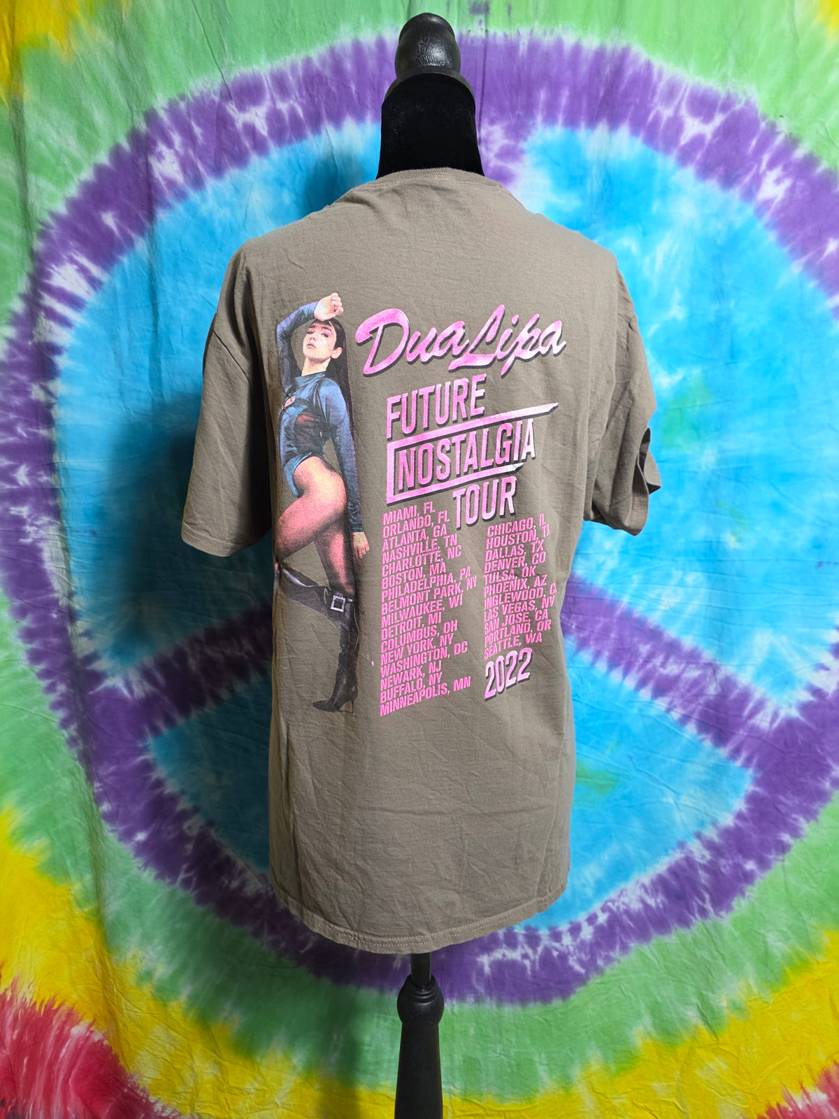 Dua Lipa Future Nostalgia Tour 2022 Concert T-Shirt Brown Medium