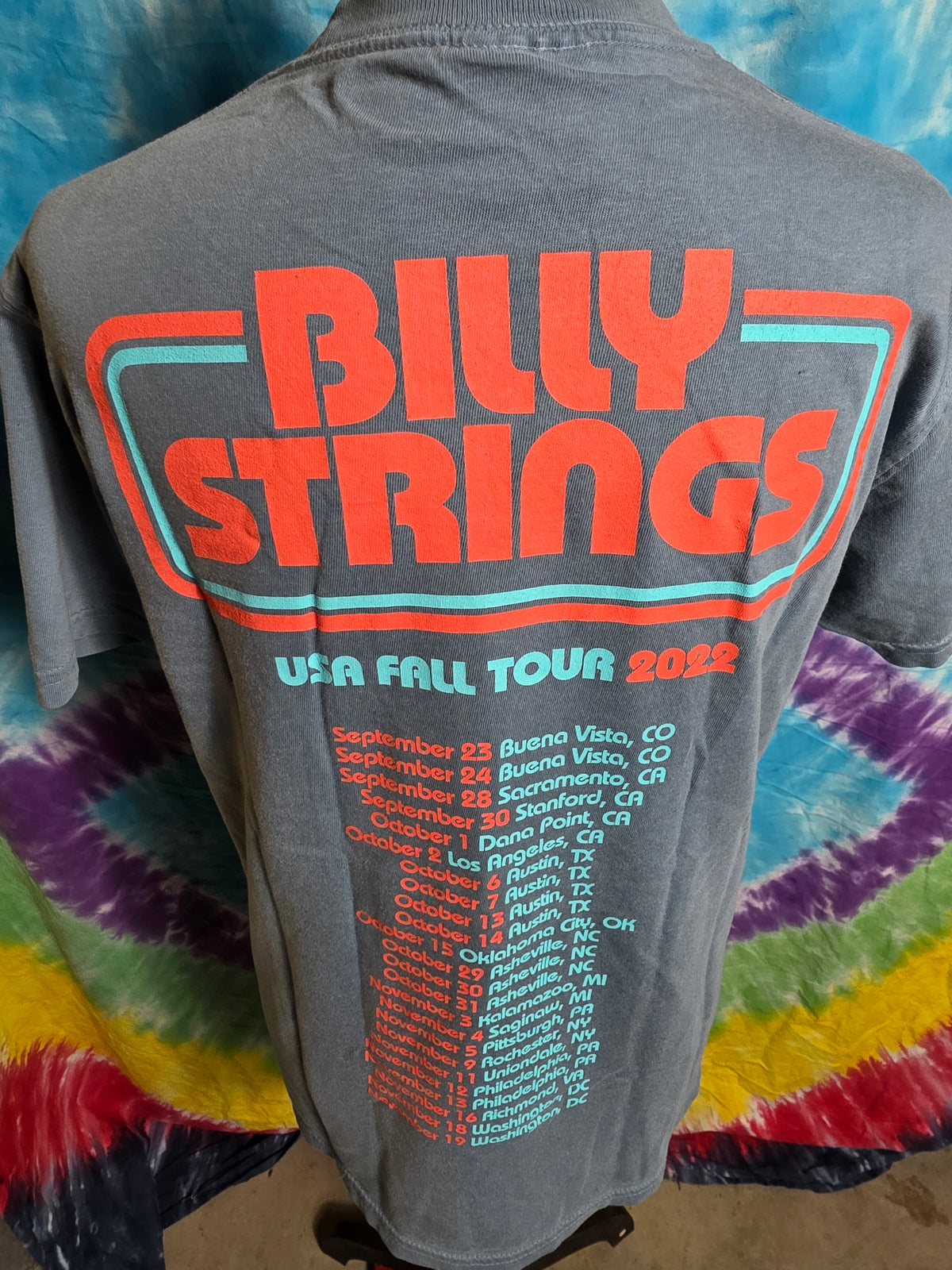 Billy Strings Concert T-Shirt USA Fall Tour 2022 Blue Small