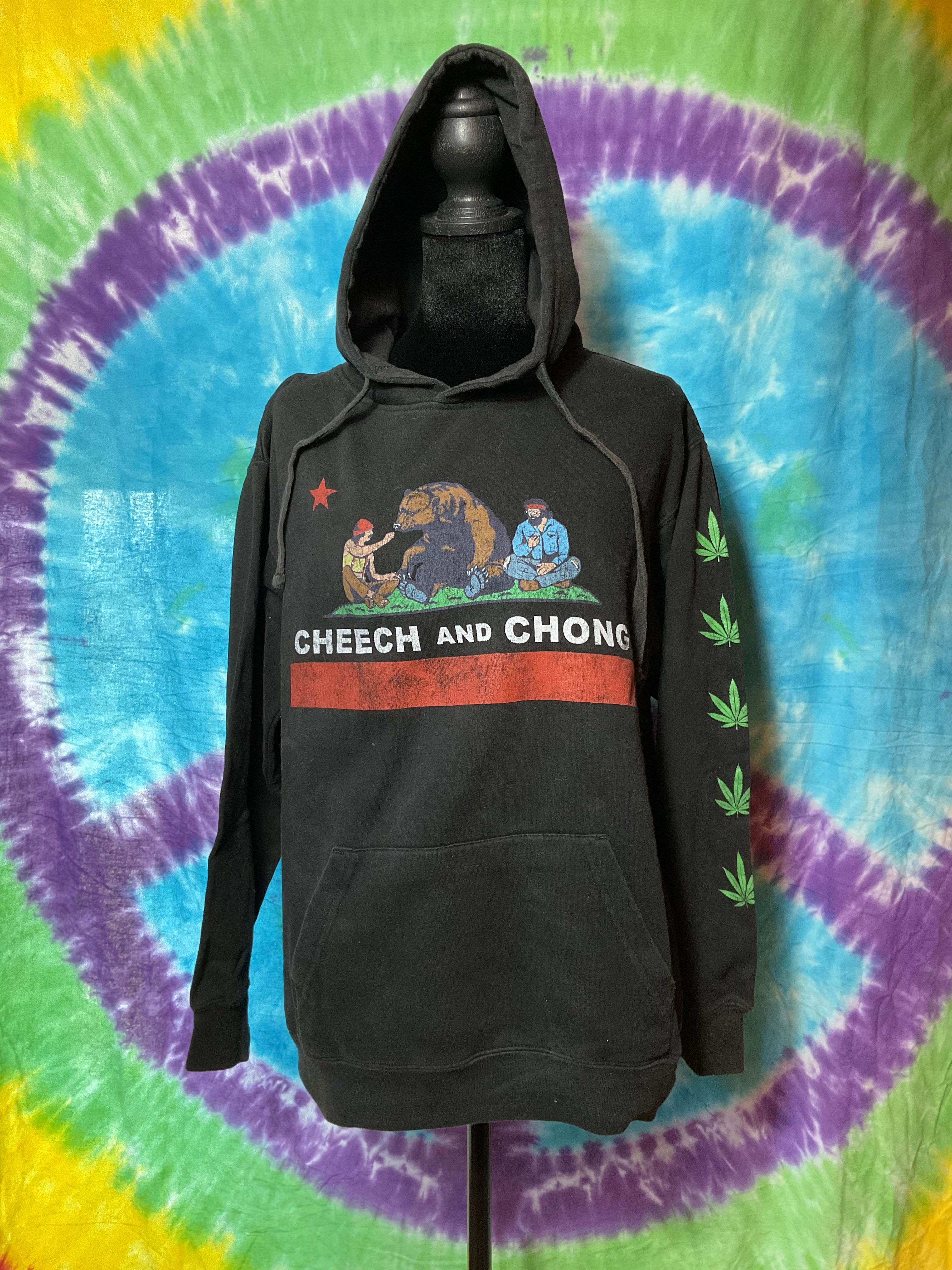Cheech & Chong California Republic Bear Hoodie Black Small