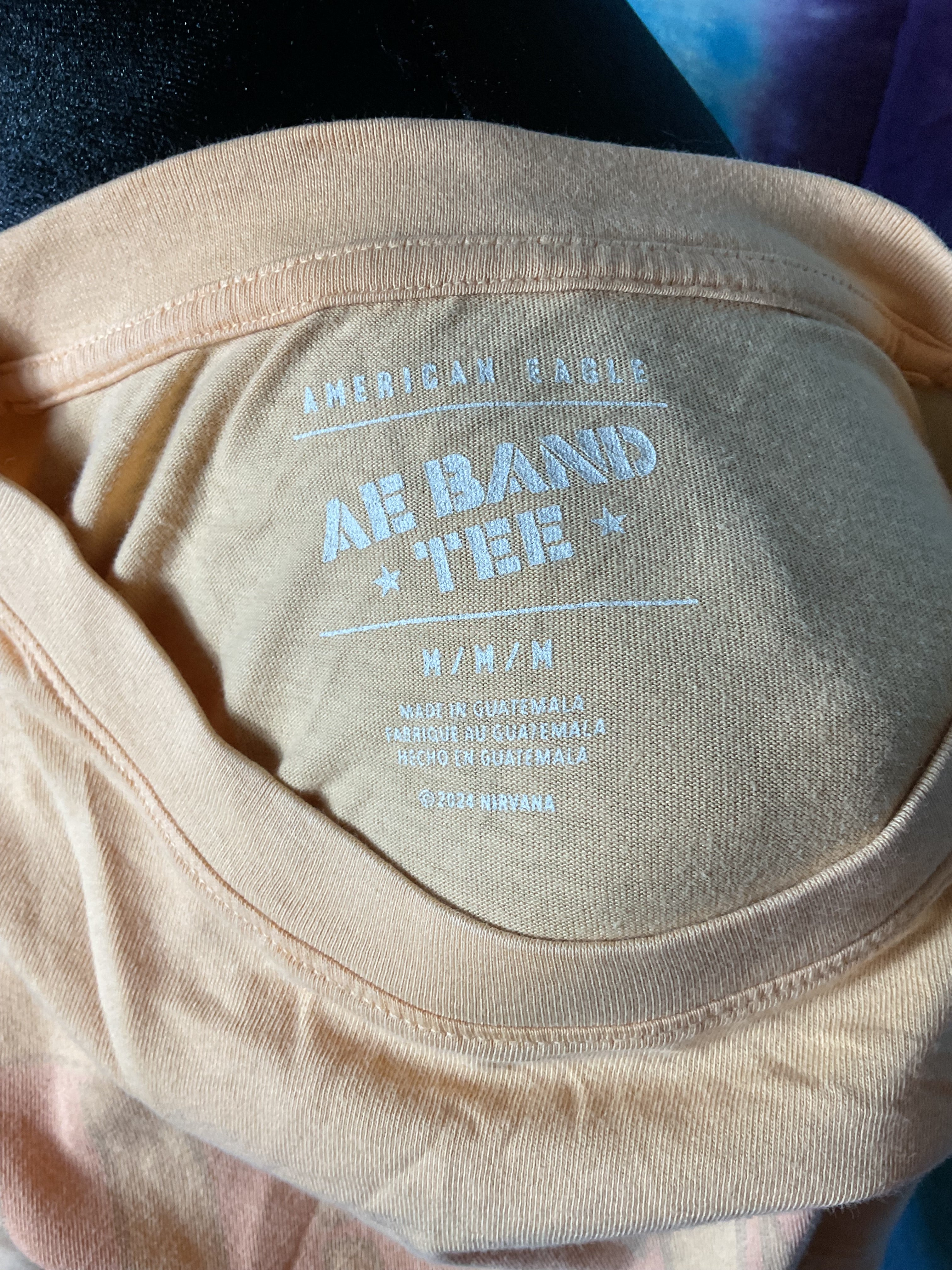 Nirvana Smiley Face Band Tee American Eagle Peach Medium