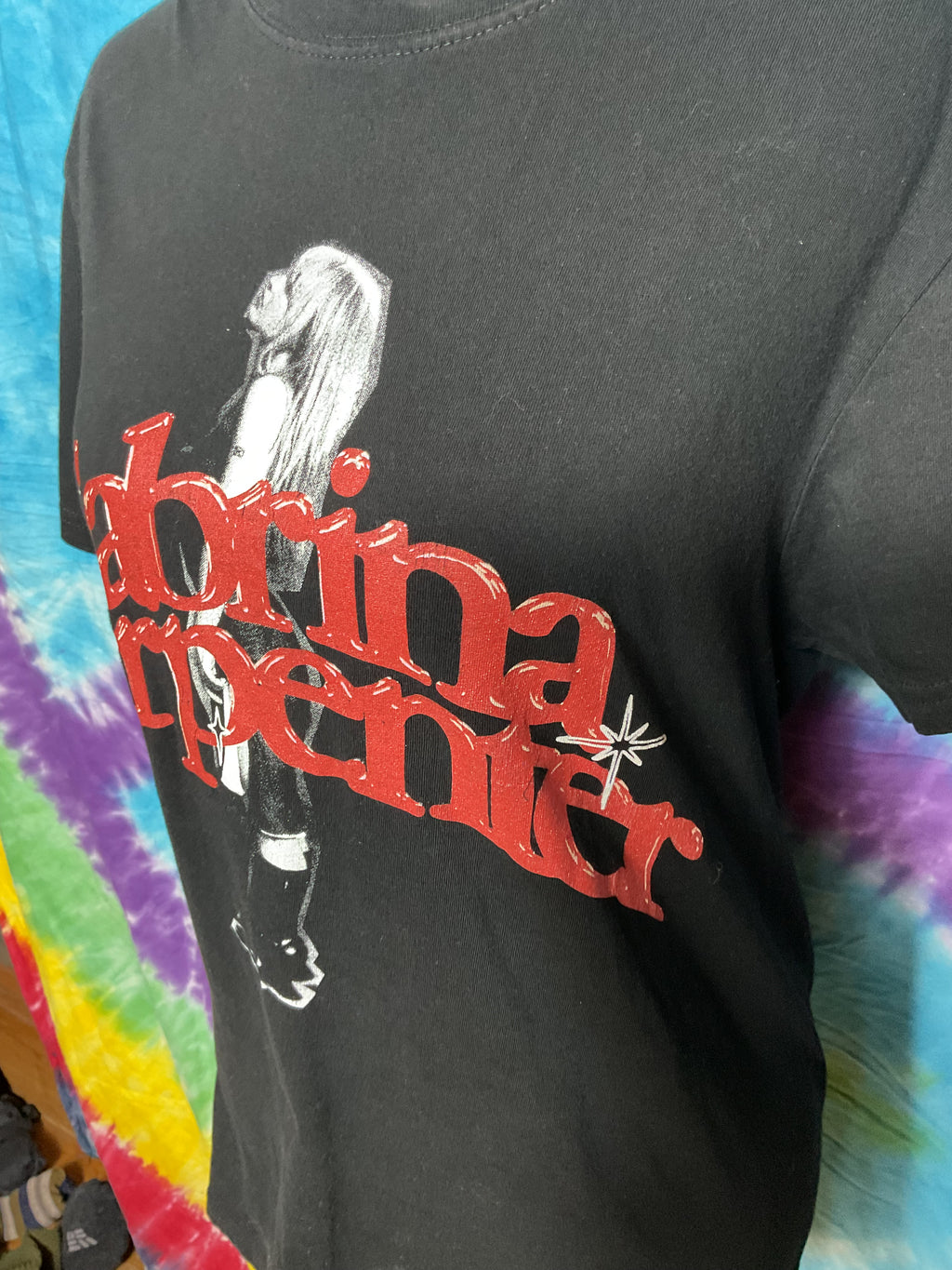 Sabrina Carpenter Red Puff Print Logo Graphic Tee Black Medium