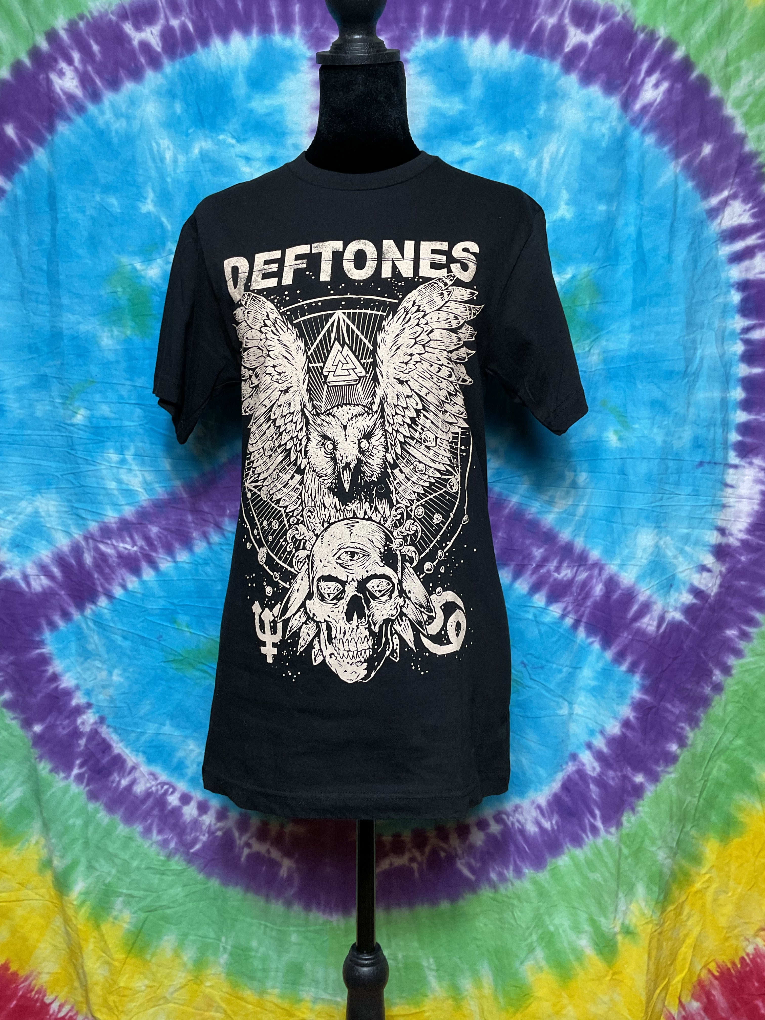 Deftones Owl Skull Valknut Alchemy Graphic T-Shirt Black Small