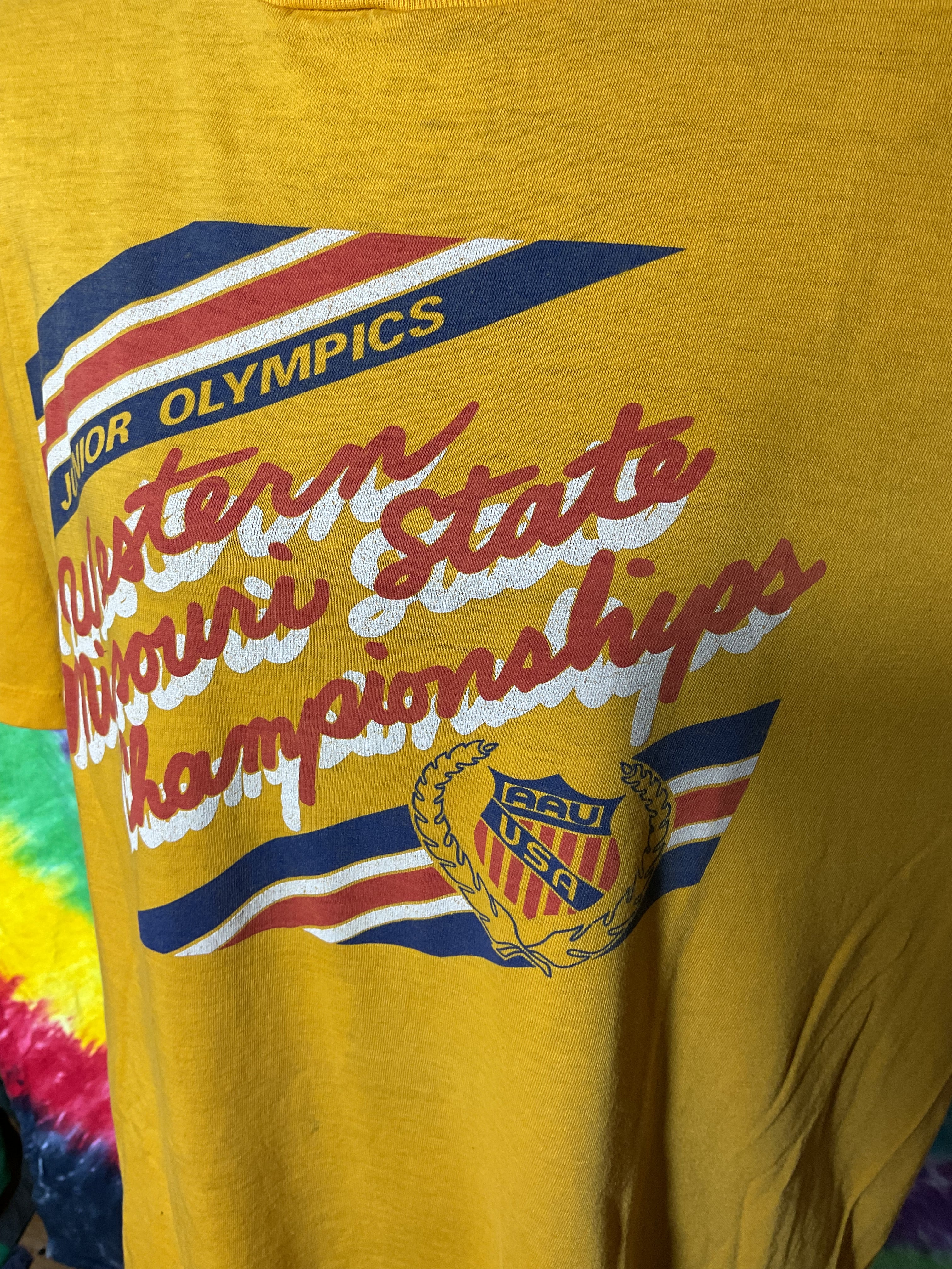 Vtg 80s Hanes Fifty-Fifty AAU Junior Olympics Missouri Tee XL