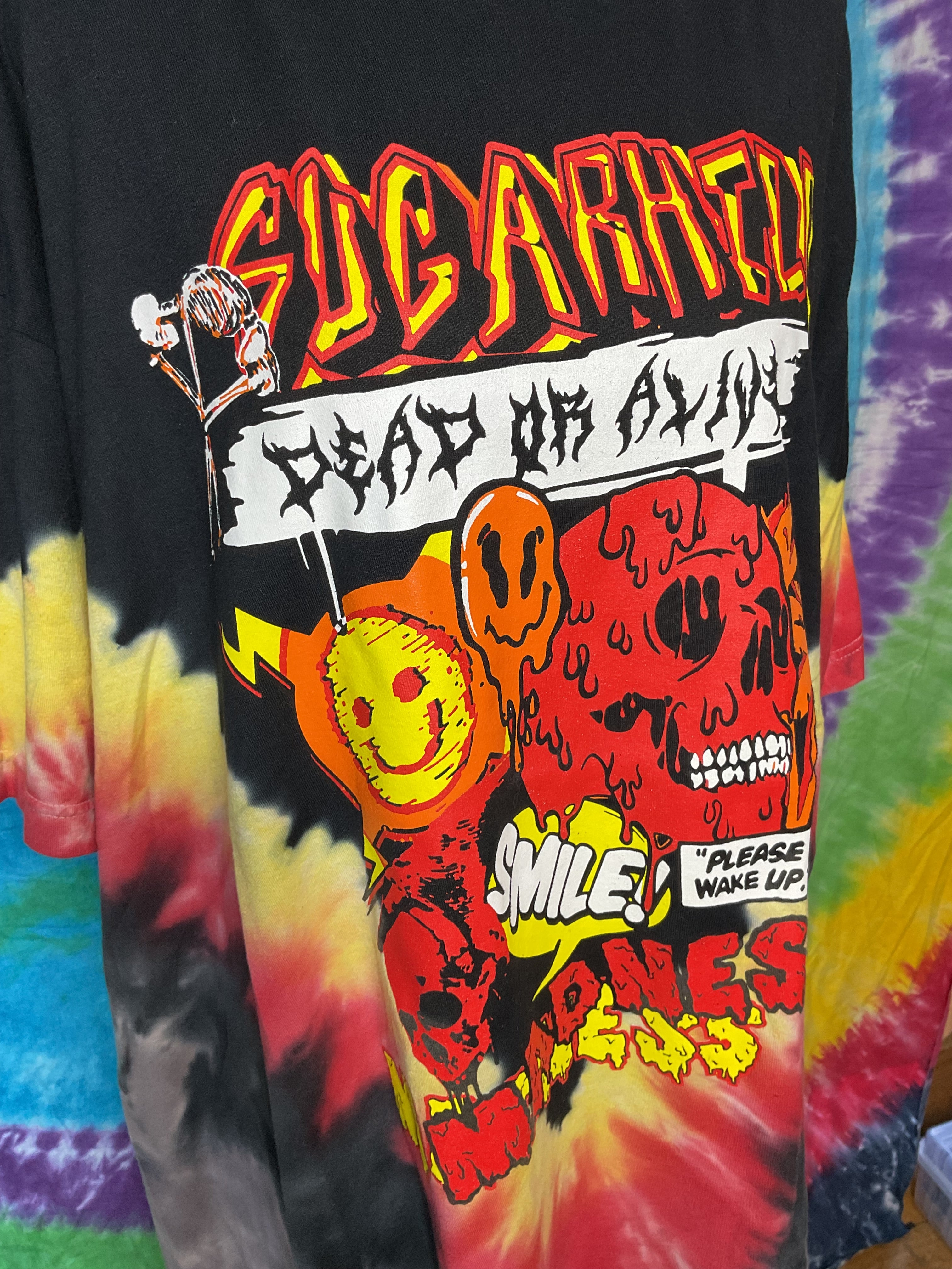 Sugarhill Dead or Alive Smile Madness Tie Dye Tee Biohazard 2XL