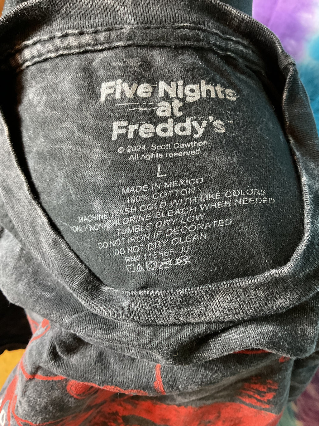Five Nights at Freddy's Pizza Acid Wash Tee Size L