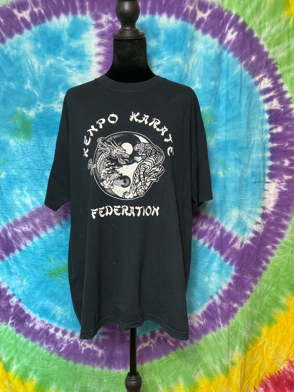 Vintage Kenpo Karate Federation Shirt Dragon Tiger Yin Yang L