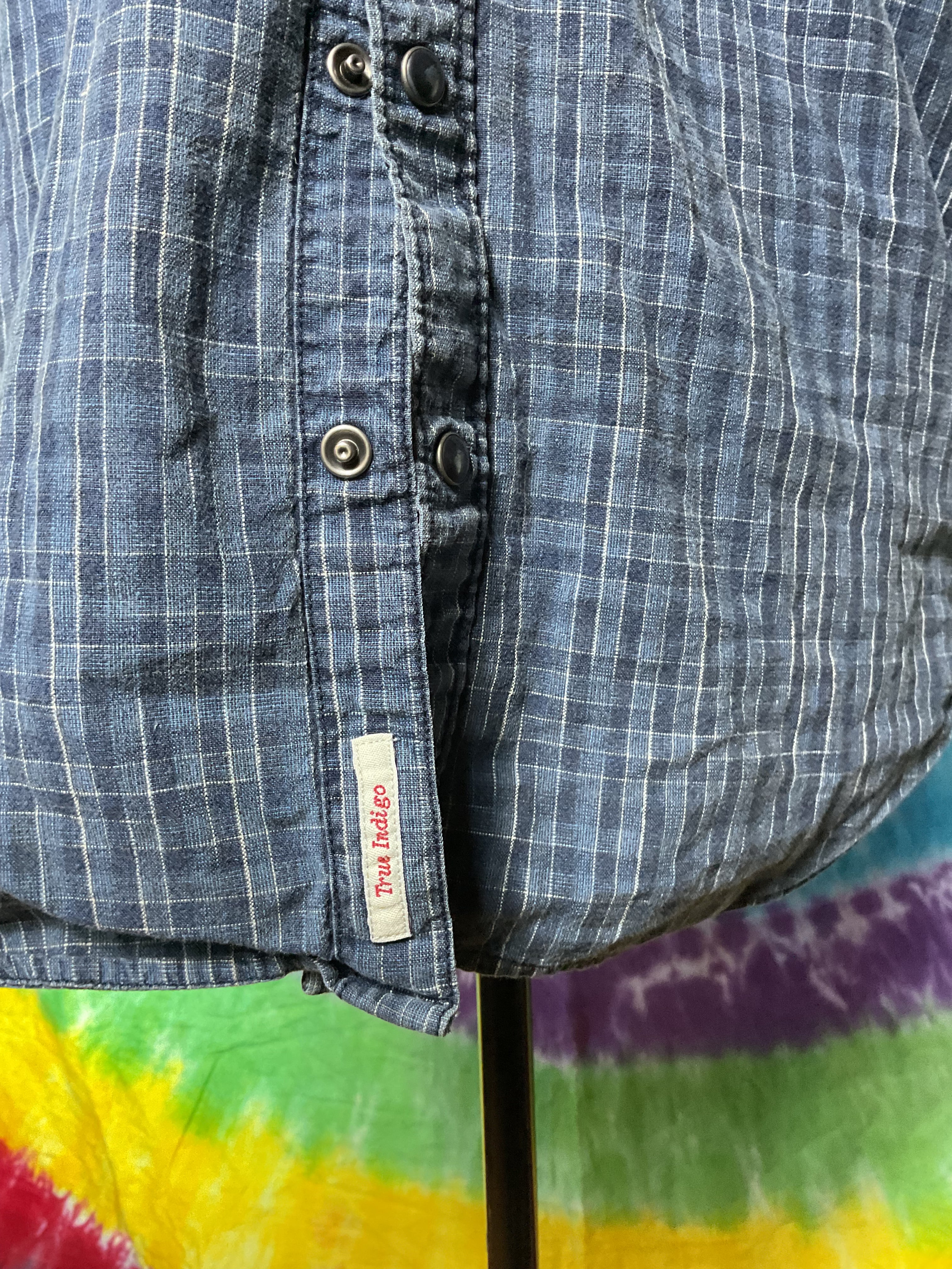 Lucky Brand Men's True Indigo Western Pearl Snap Plaid Shirt S