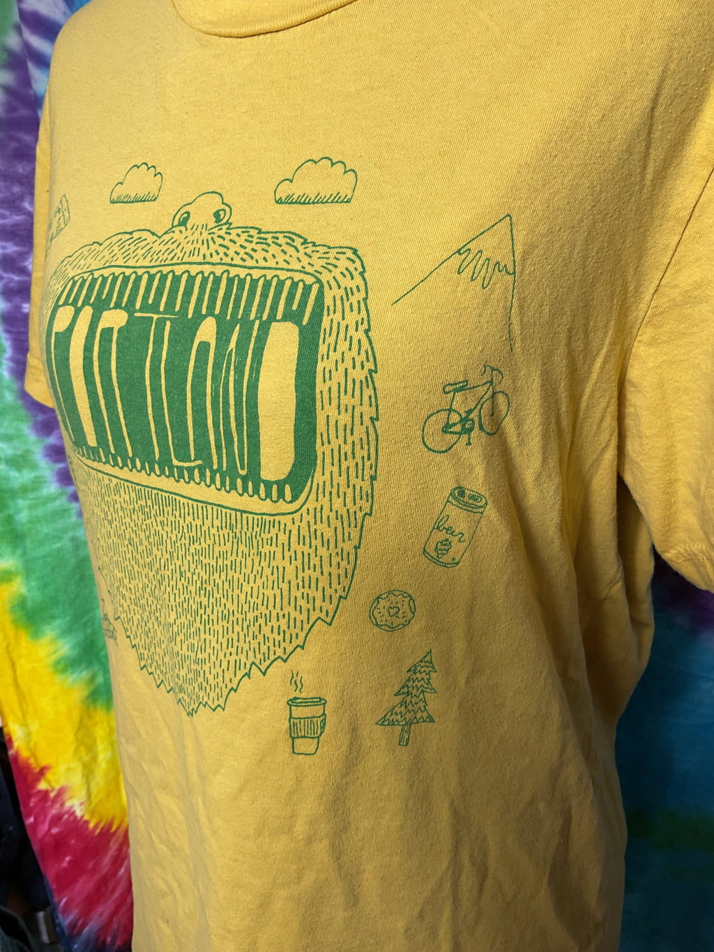 Portland Big Mouth Tee Ginger Yellow Ringspun Cotton Sz M