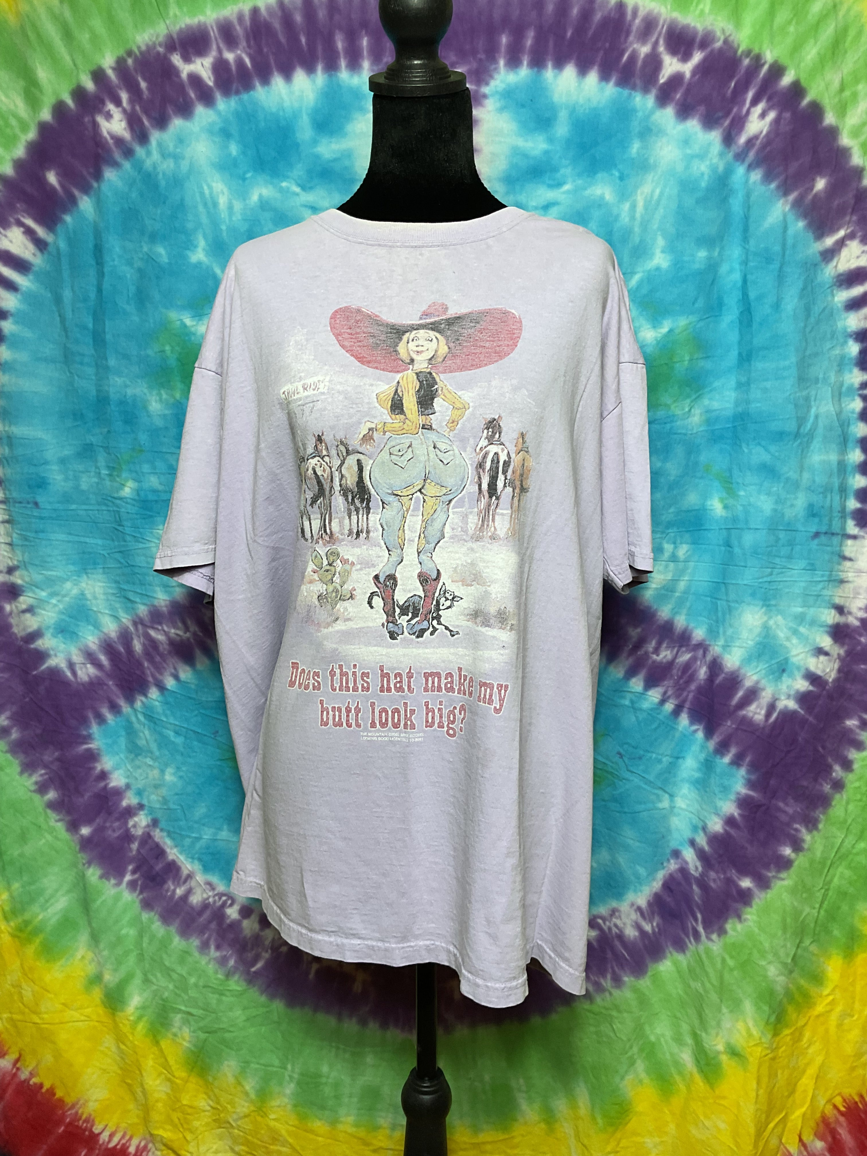 Vintage 2001 The Mountain Cowgirl T-Shirt Funny Humor Lilac L