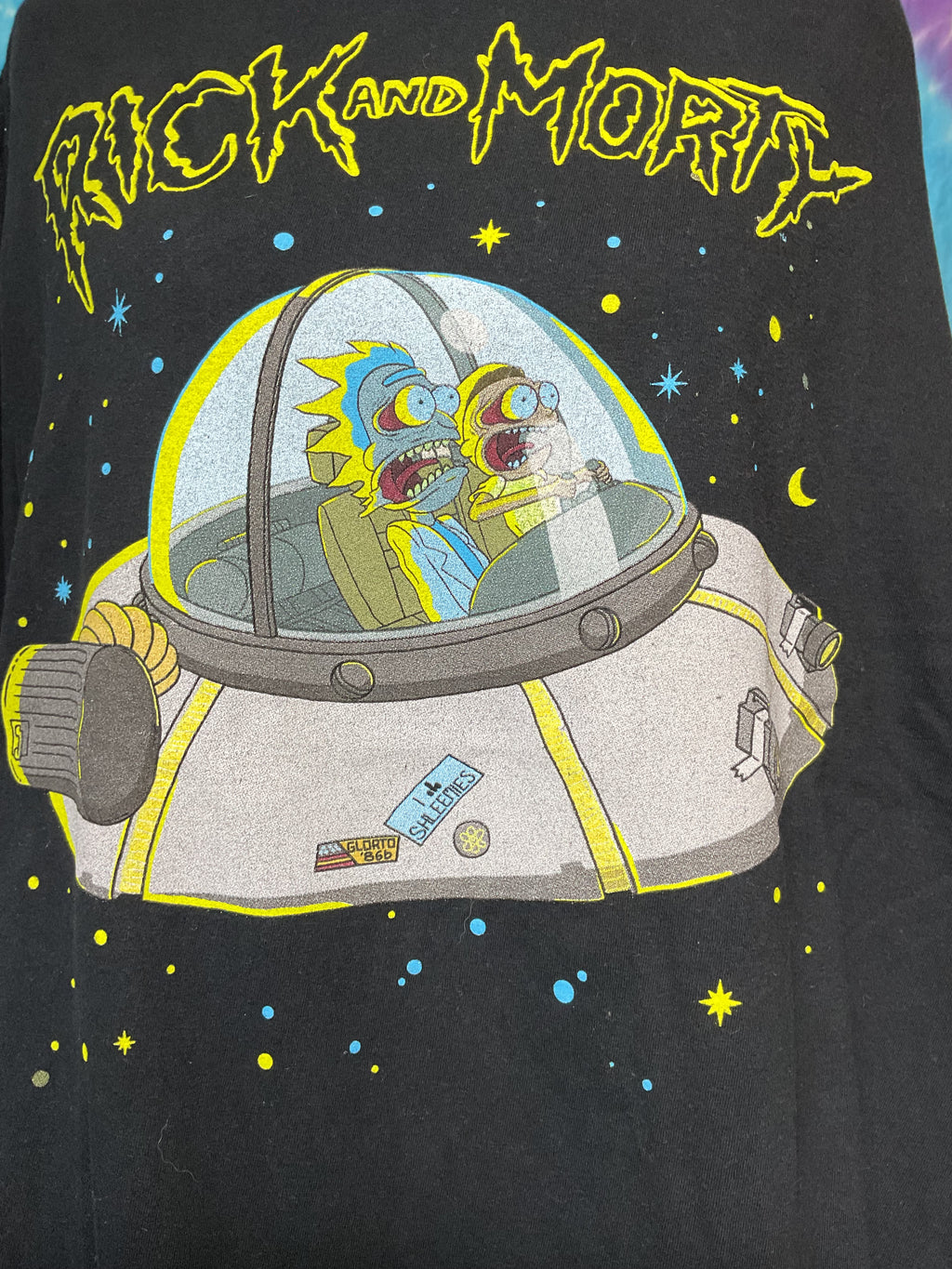 Rick and Morty Space Cruiser UFO T-Shirt Black Size 2X 2018