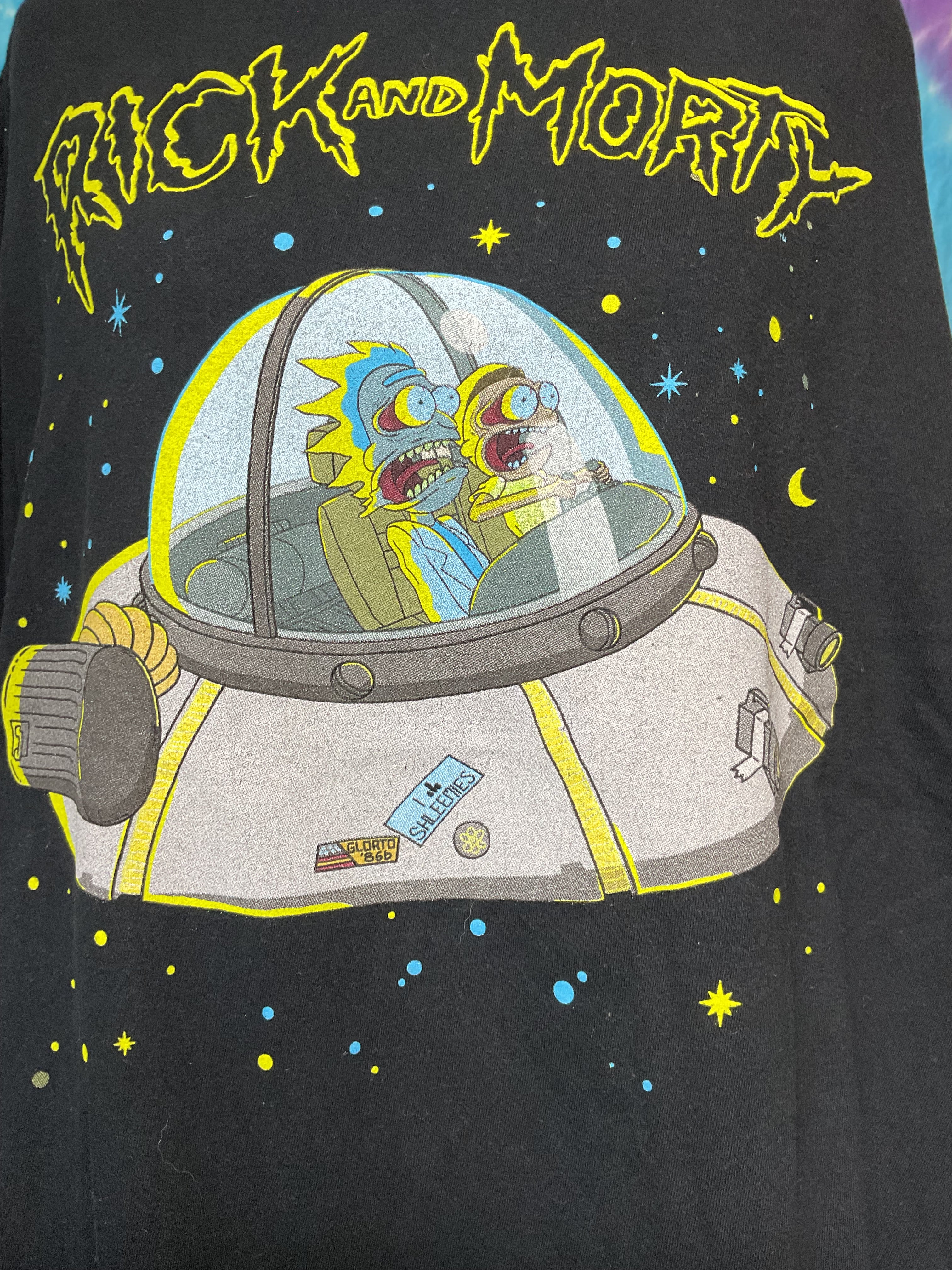 Rick and Morty Space Cruiser UFO T-Shirt Black Size 2X 2018