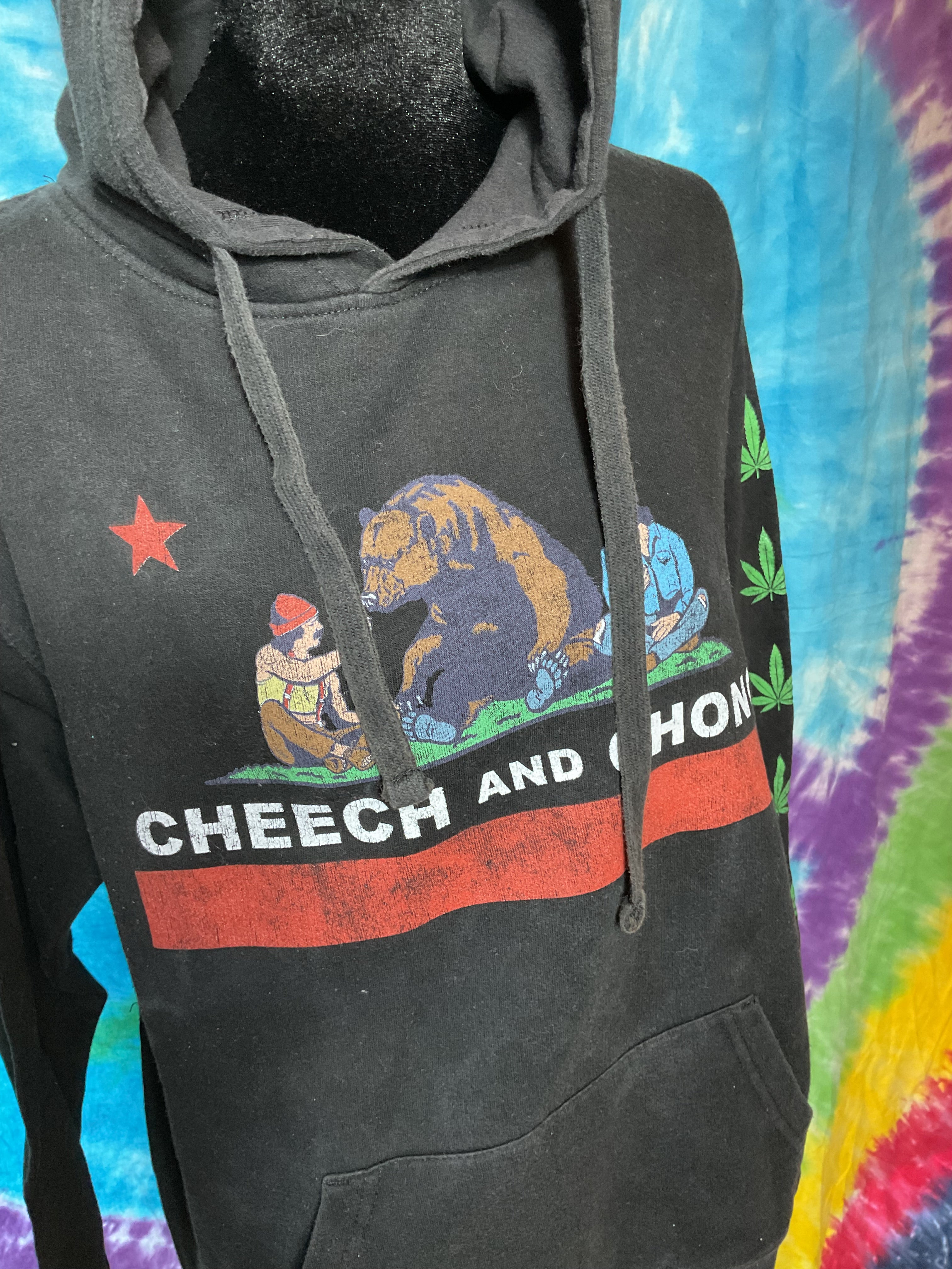 Cheech & Chong California Republic Bear Hoodie Black Small