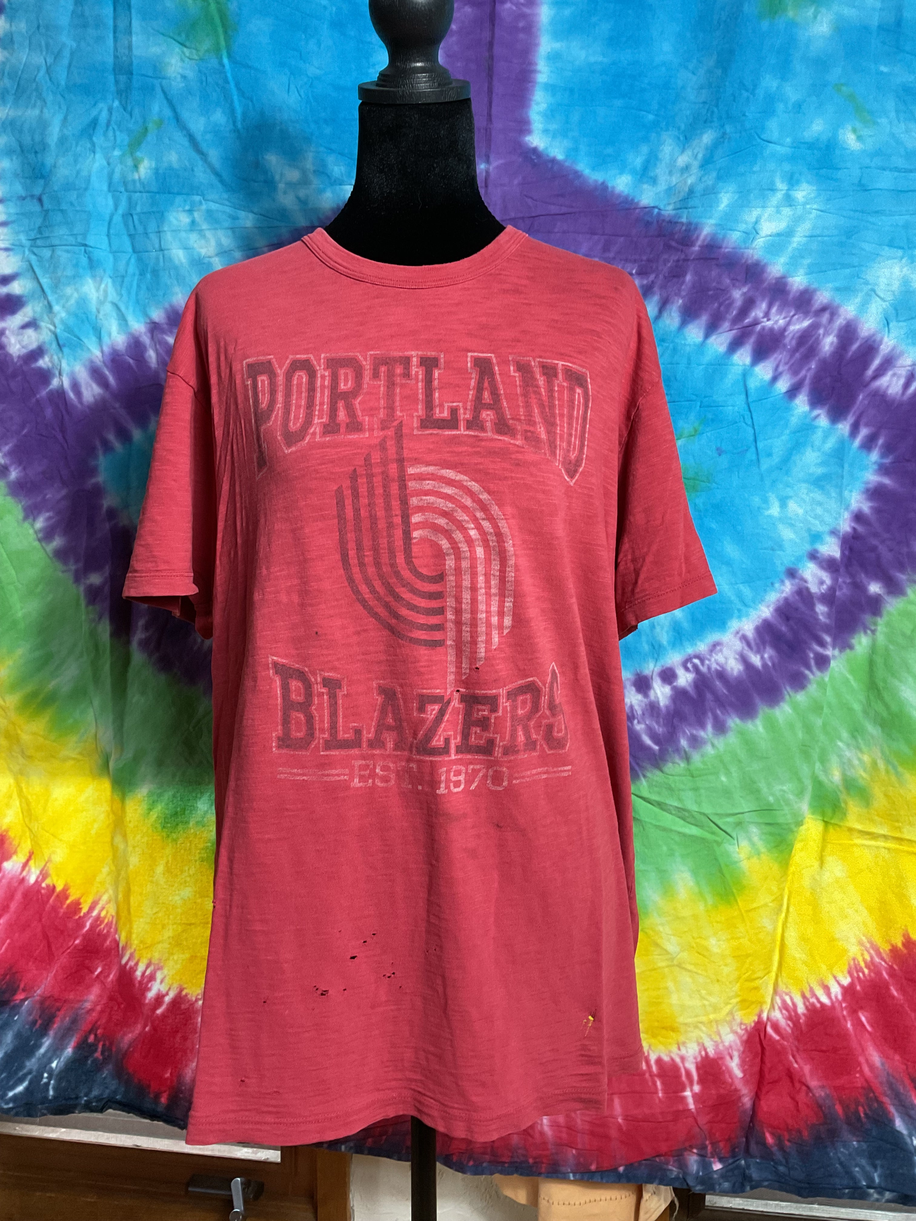 Vtg Portland Trail Blazers Thrashed Paper Thin T-Shirt Large