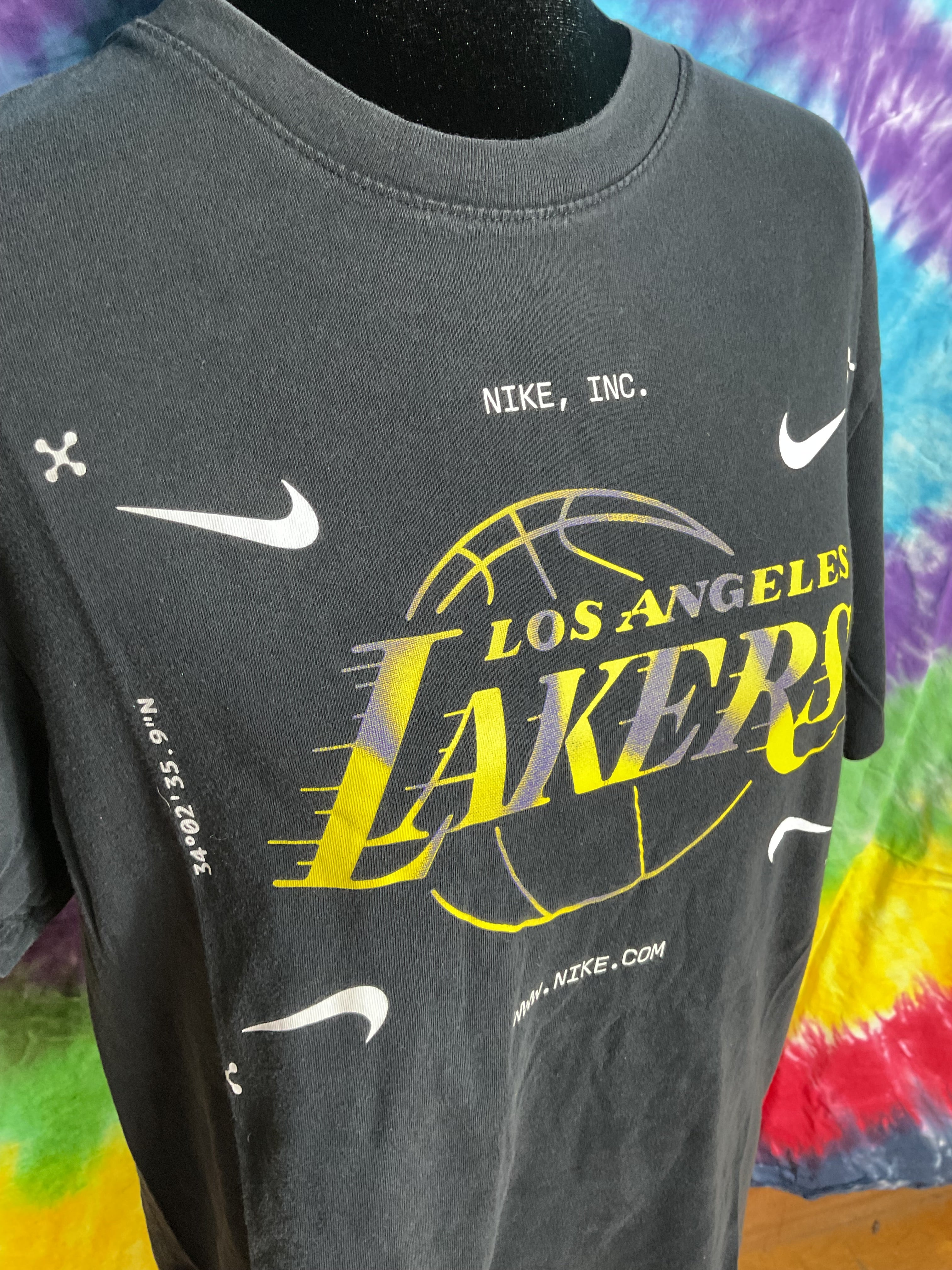 Nike Los Angeles Lakers Coordinate T-Shirt Black Graphic Tee M