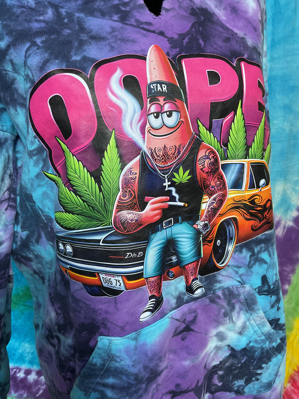 Custom Cut Hot Topic Patrick Star Tie Dye Hoodie DOPE Small