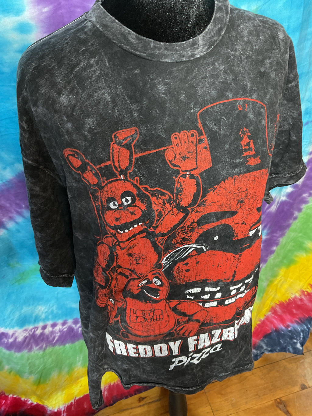 Five Nights at Freddy's Pizza Acid Wash Tee Size L