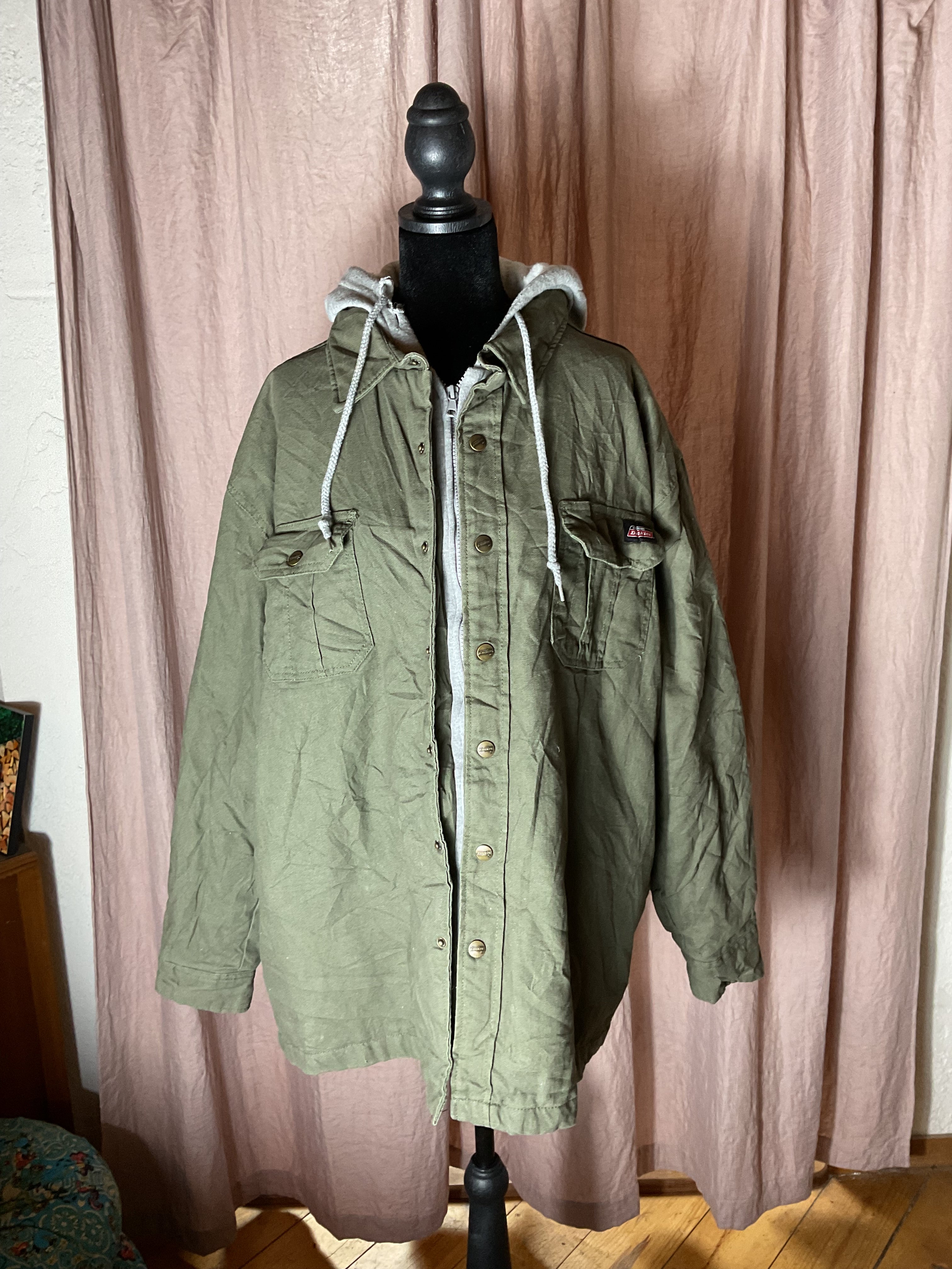 Dickies Men’s XL Hooded Canvas Shirt Jacket Olive