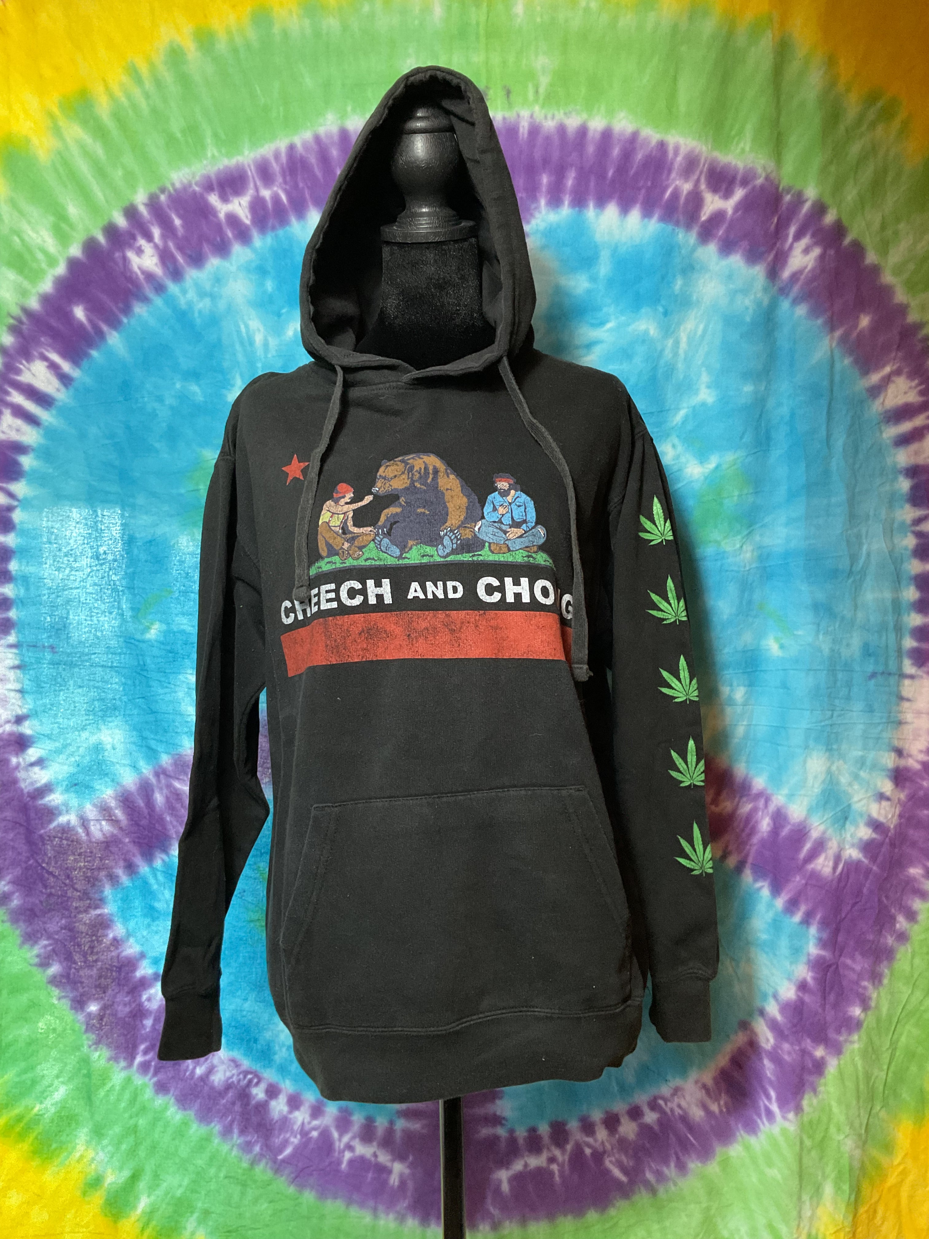 Cheech & Chong California Republic Bear Hoodie Black Small
